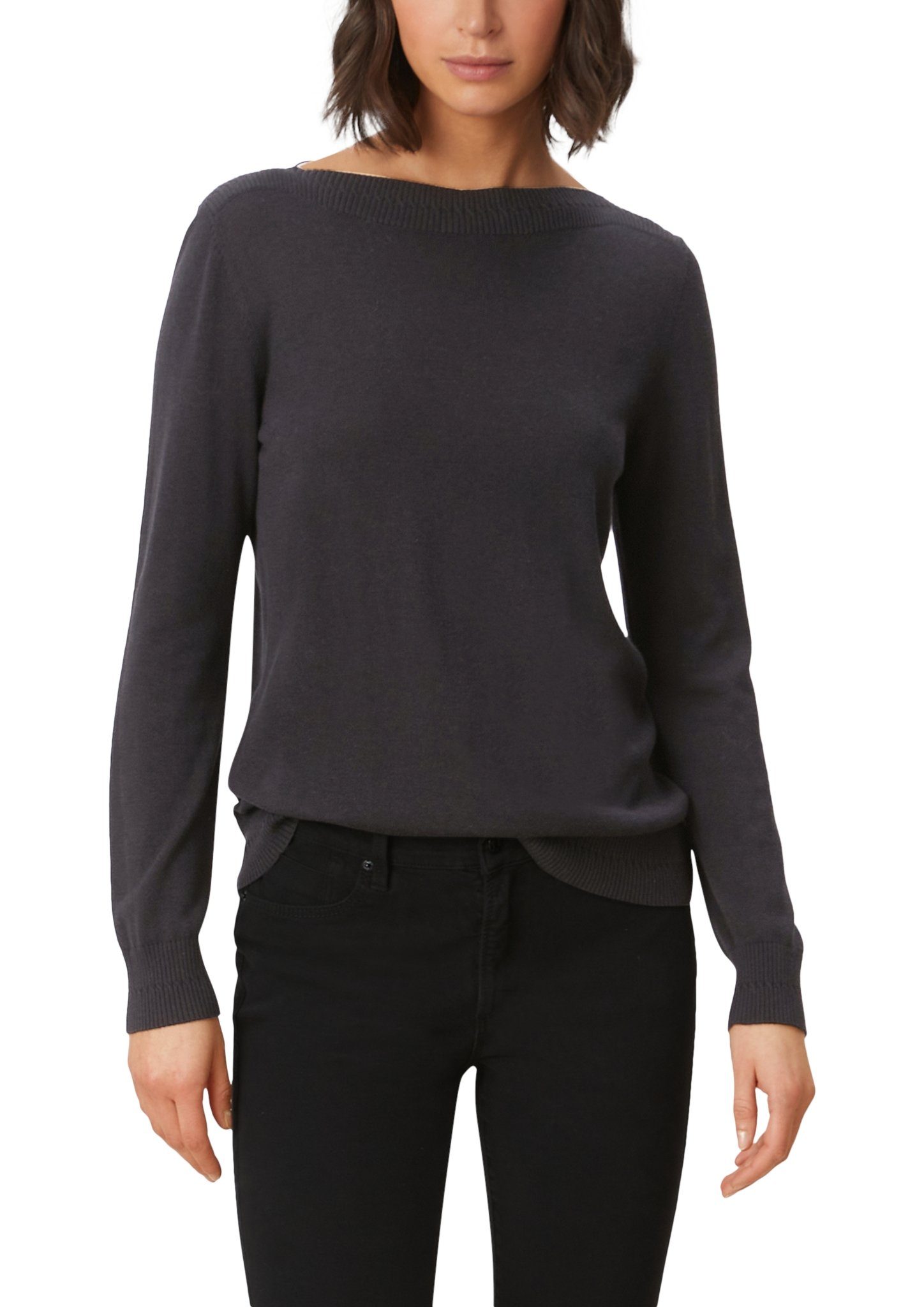 Strickpullover s.Oliver Pullover mit U-Boot-Ausschnitt in Black