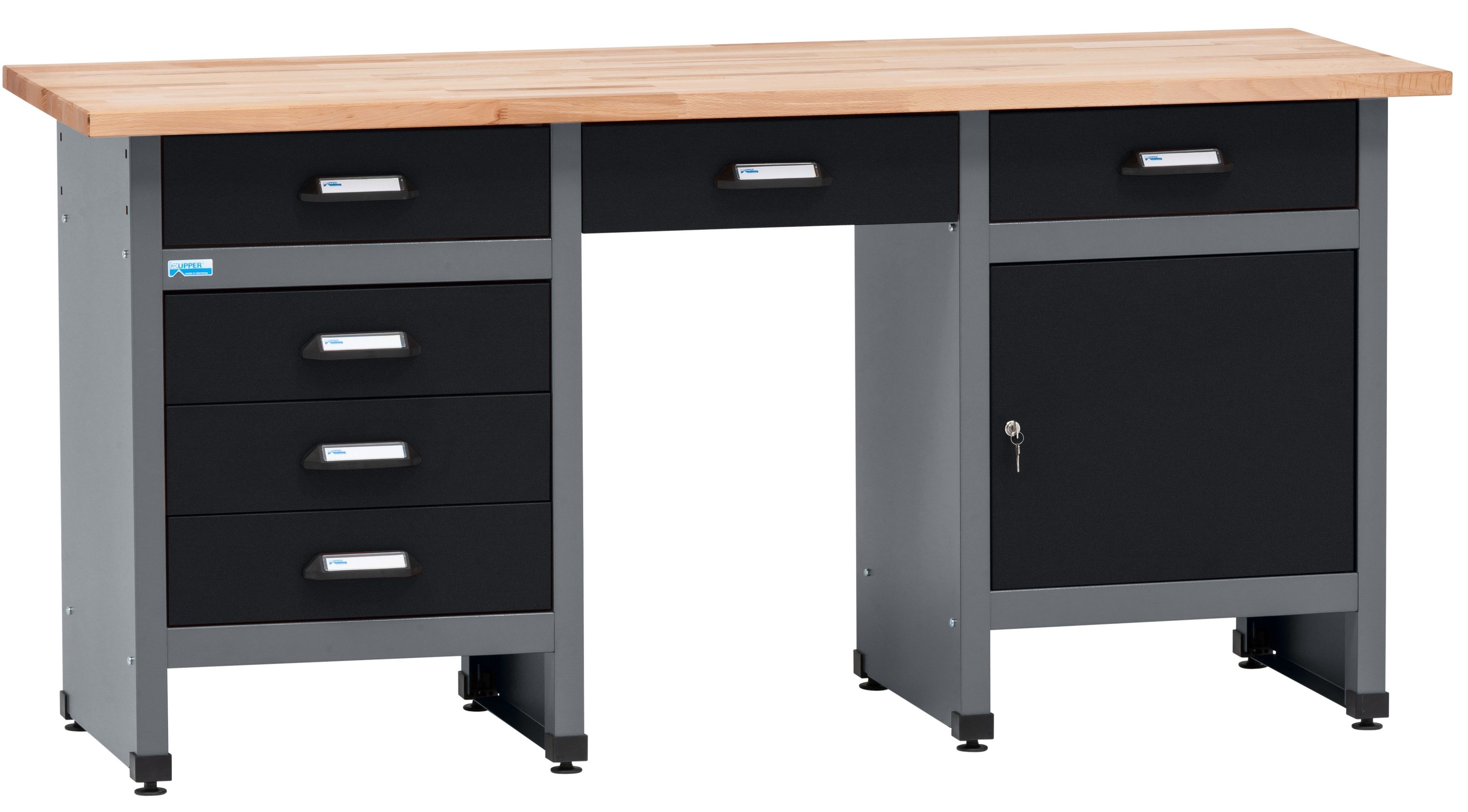 KÜPPER Werkbank 12570, 6 Schubladen, 1 Tür, 300 kg Traglast, 30 mm Buchenarbeitsplatte