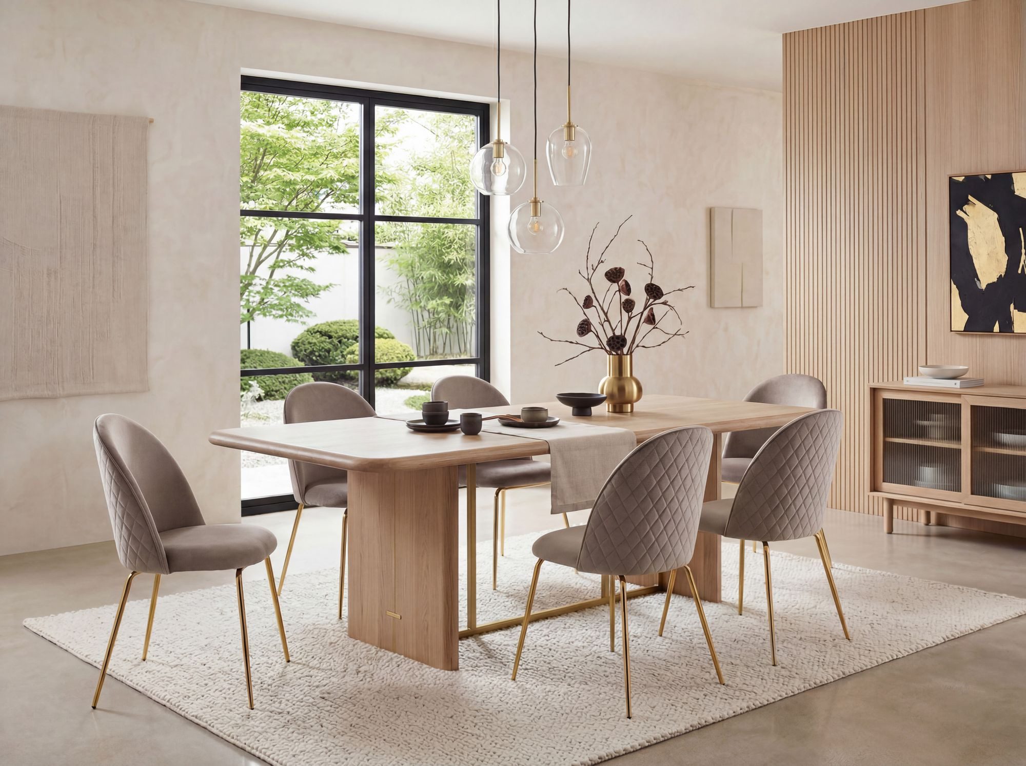 FINEBUY Esszimmerstuhl Esszimmerstühle 2er Set Beige Samt goldene Beine (2er Set Samt Beige Gepolstert mit Metallbeine), Küchenstuhl Skandinavisch, Schalenstuhl – Bild 2 von 5