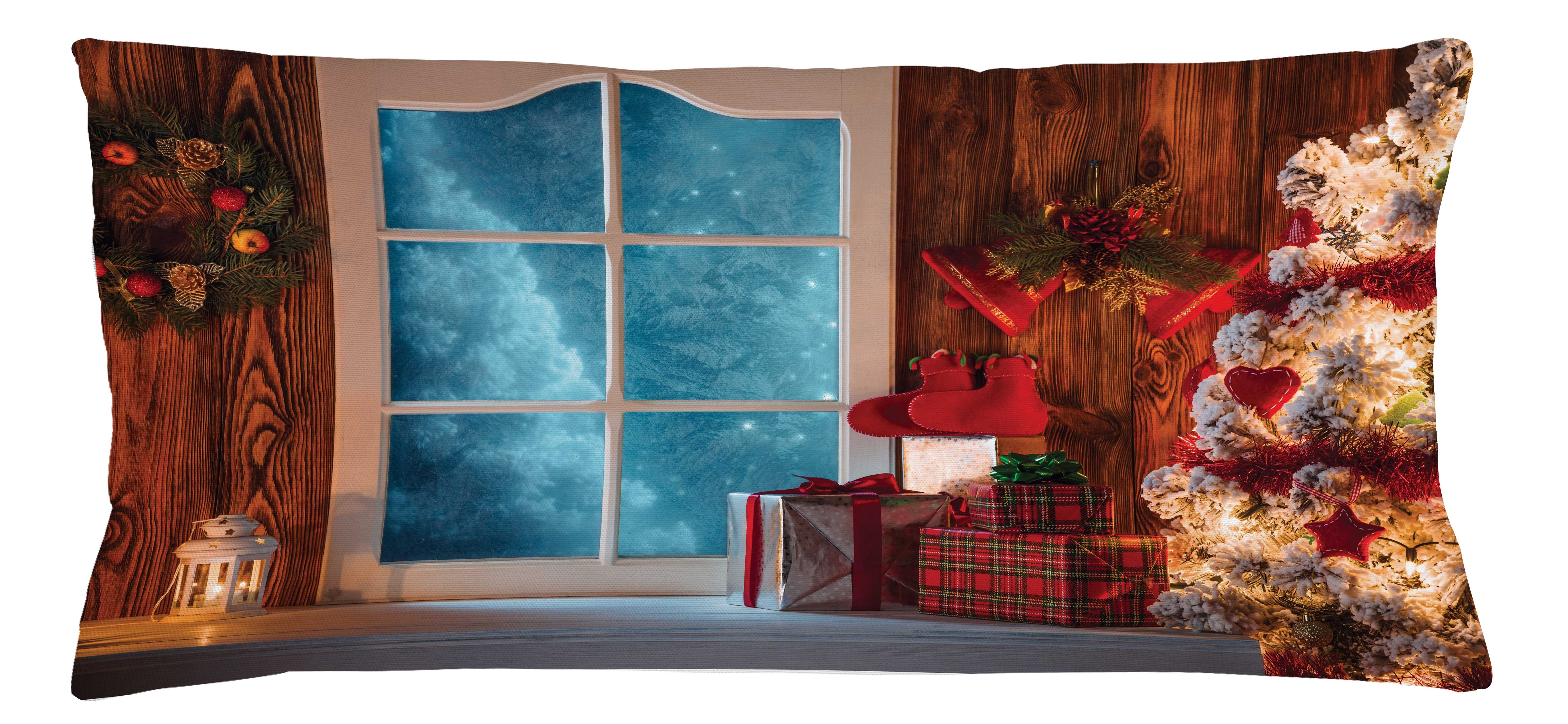 Weihnachten Abakuhaus Beidseitiger Farbfesten Kissenbezüge Kissenhülle Schnee Reißverschluss Stück), (1 Farben Gefrorene mit Haus Druck,