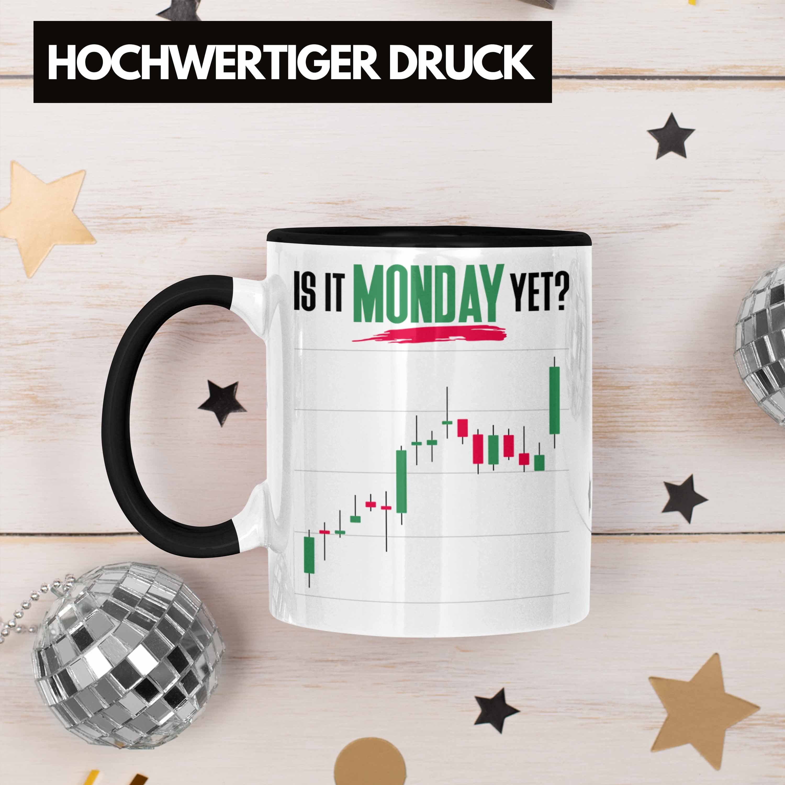 Trendation Tasse Aktien Tasse "Is It Trading Monday Schwarz für Yet?" Lustiges Geschenk Aktien