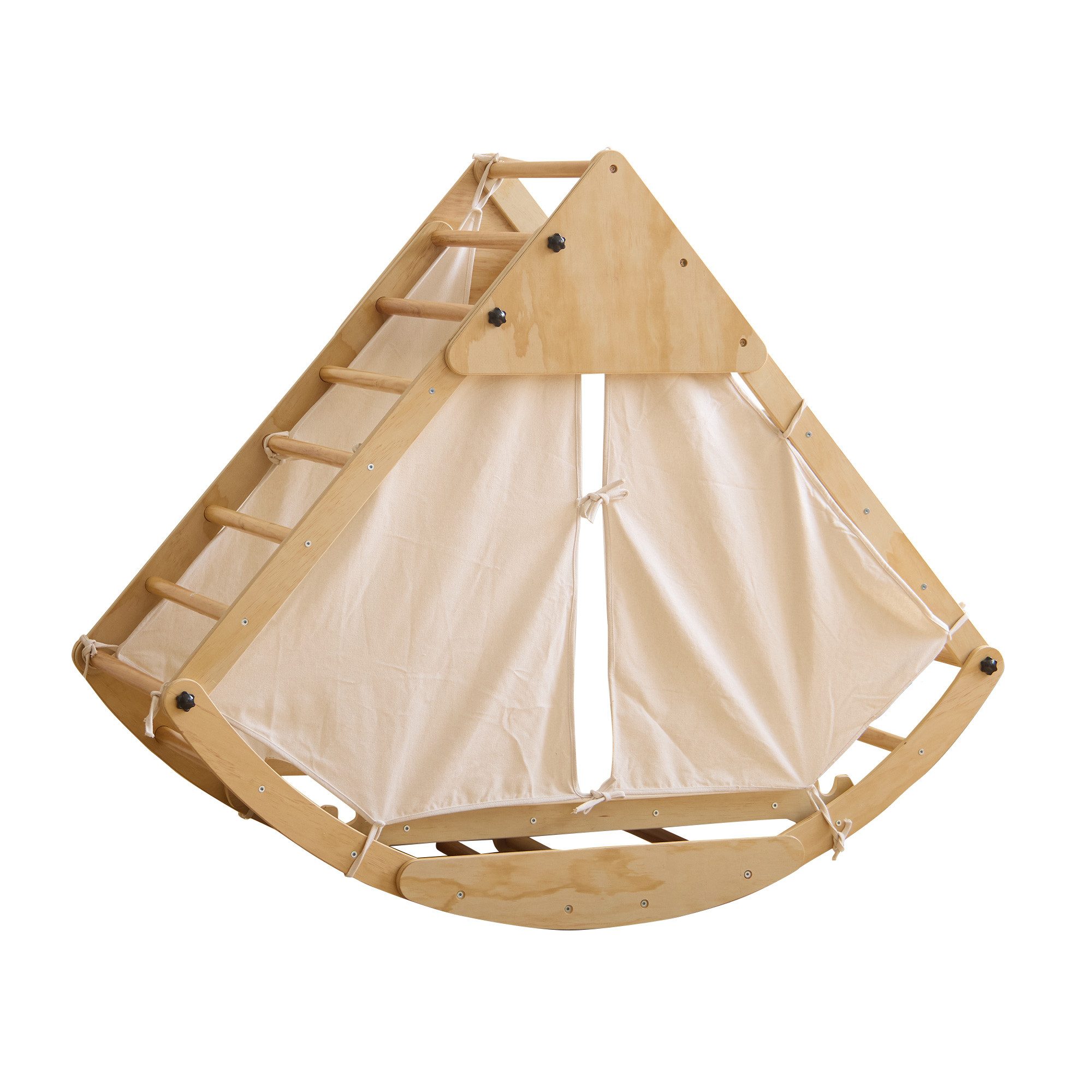 HT Spielturm 8-in-1 Multifunktionales Klettergerüst aus Holz – Mit Rutsche, mit Rutsche, Klettermodul, Kletterbogen, Schaukelschiff, Zelt