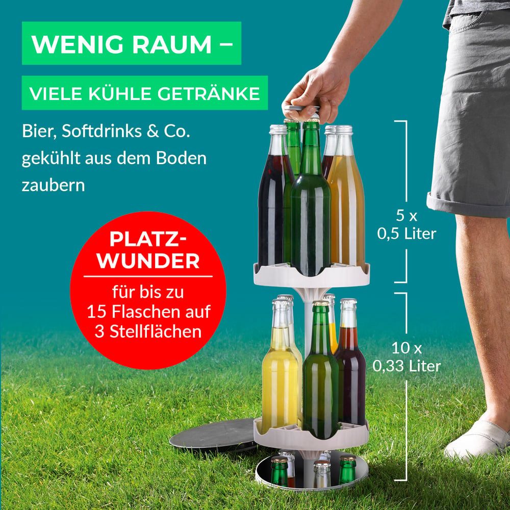 EASYmaxx Outdoor-Flaschenkühler Bierbunker Bierkühler Outdoor, Getränkekühler 15 Flaschen/Dosen ohne Strom