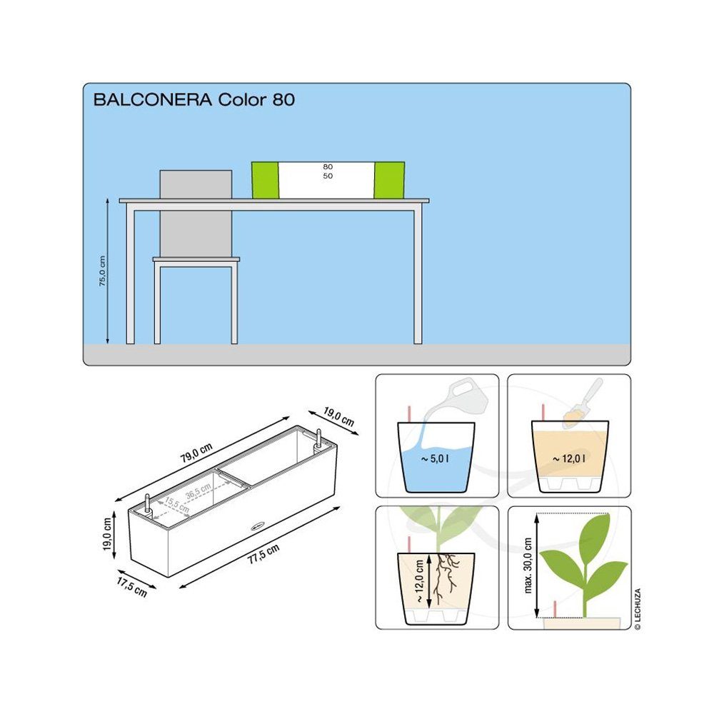 Lechuza® Balkonkasten sandbraun St) (1 Balconera Color Wasserspeicher 80