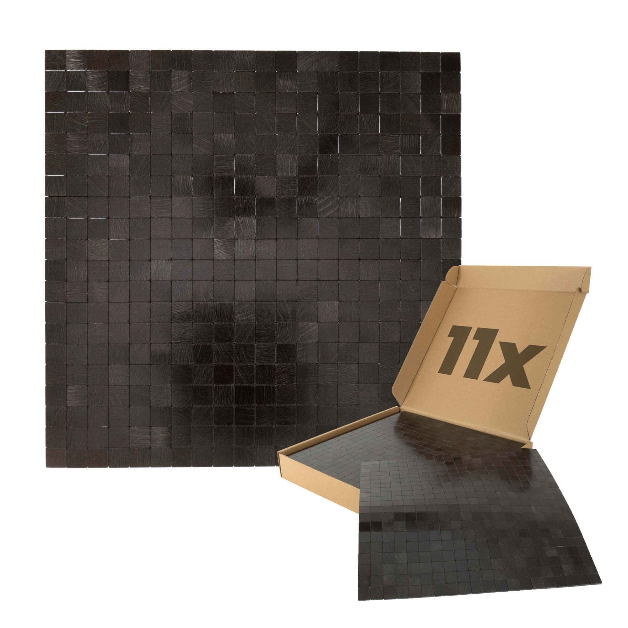 Dalsys Wandpaneel 1m² 11 Stück selbstklebend, BxL: 30.6x30.6 cm, (Aluoptik Dunkelbraun Mosaikfliesen, 11-tlg., Wandfliese) feuchtigskeitsbeständig, einfach montiert, hochwertiges Material