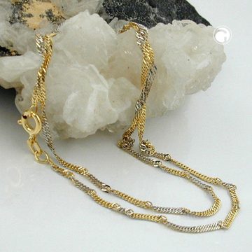 unbespielt Goldkette Halskette 1,8 mm Singapurkette bicolor 9 Karat Gold 45 cm lang inklusive Schmuckbox, Goldschmuck für Damen und Herren