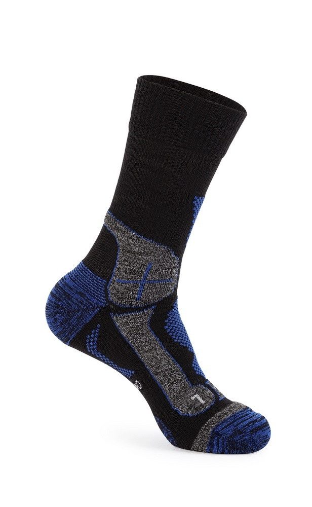 Hanwag Wandersocken Crew Trek Merino Sock (Merinowolle, hoher Tragekomfort) schwarz/blau