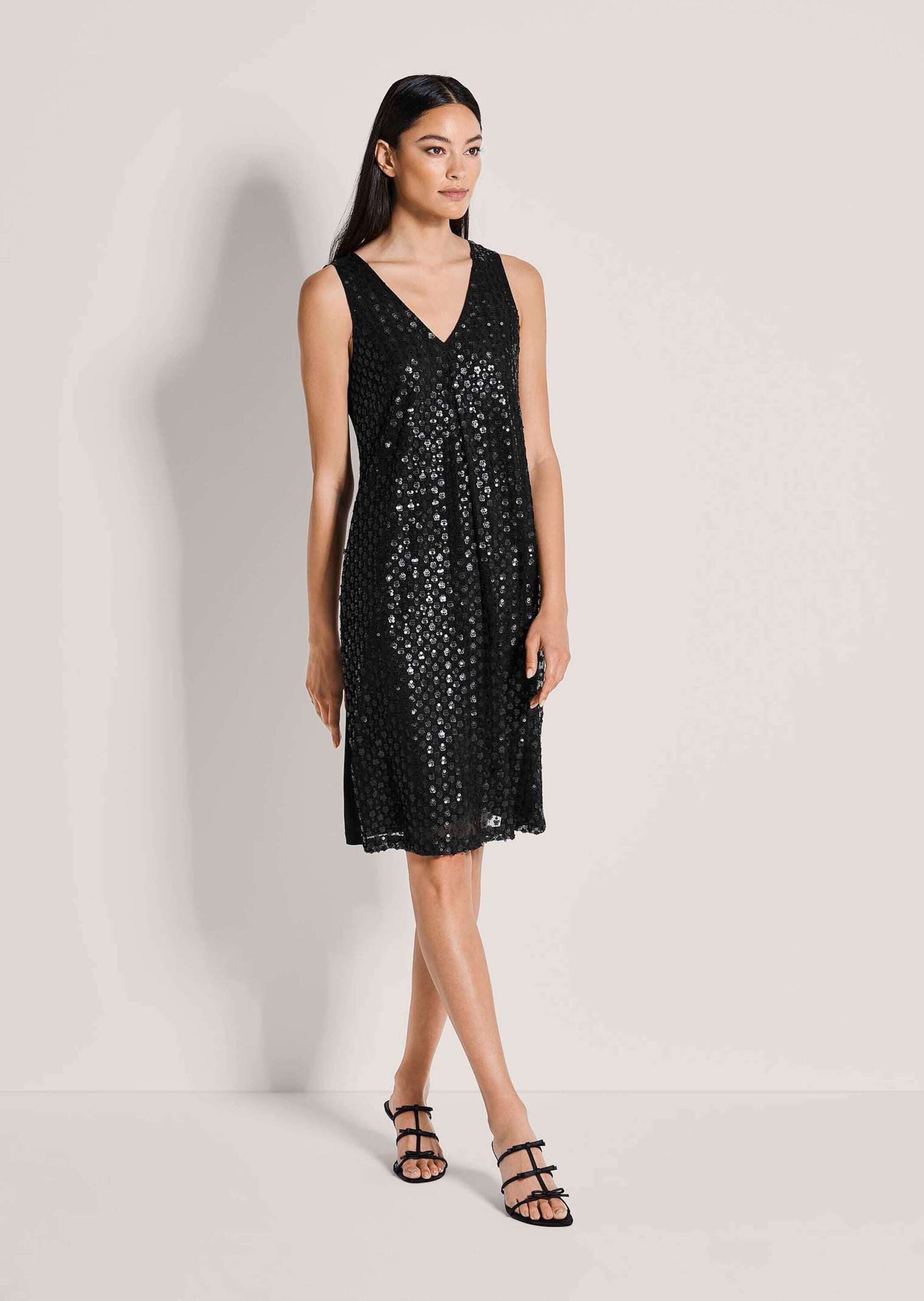 MADELEINE Midikleid Partykleid mit V-Ausschnitt Ärmelloses Sommerkleid mit breiten Trägern und Knielänge