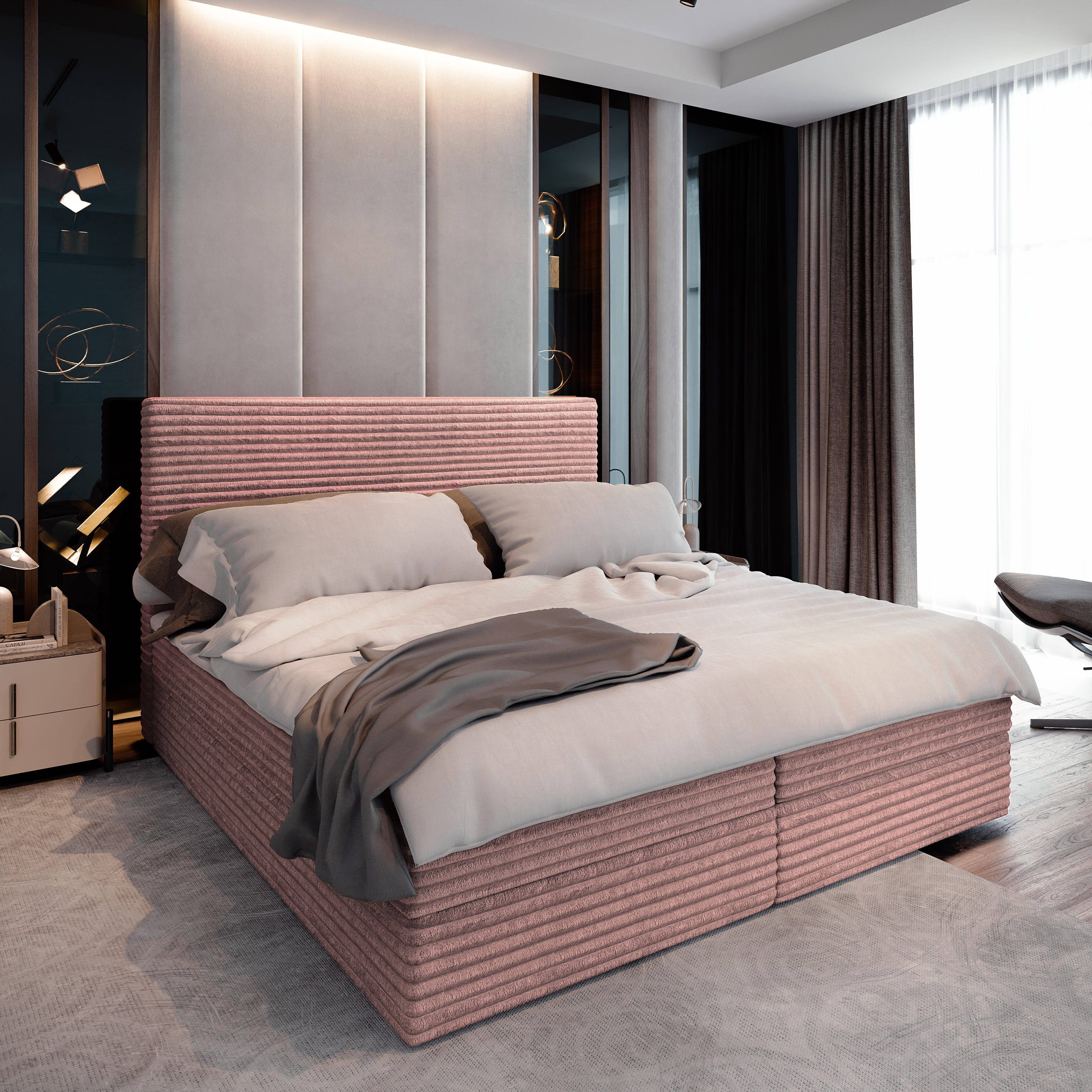 Masseno Boxbett PISA 180x200 cm mit Bonell Matratze und Topper