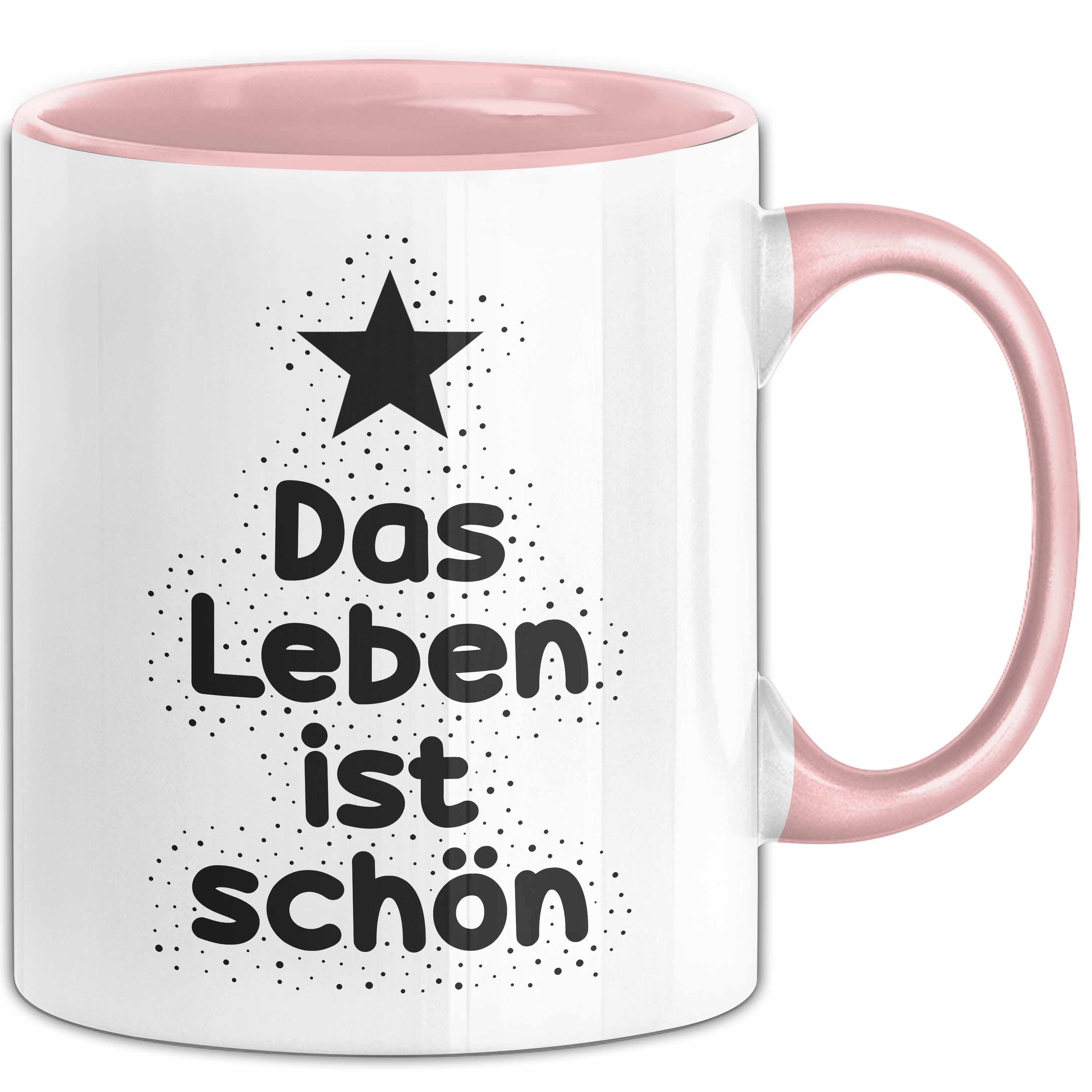 Trendation Tasse Das Leben ist schön Tasse mit Spruch Geschenk Freundin, Keramik