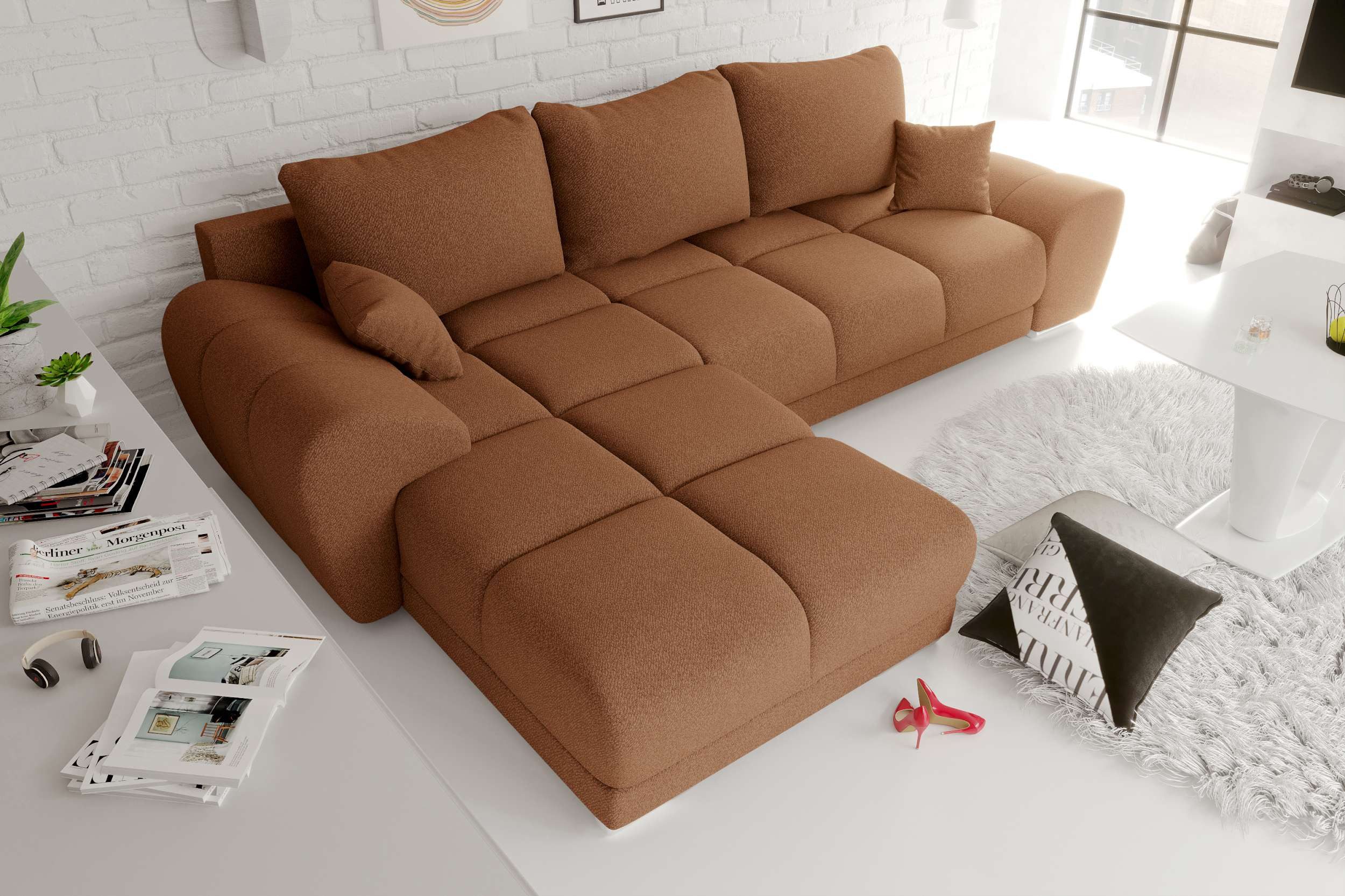 99rooms Ecksofa Antalya, Sofa L-Form, Eckcouch, mit abnehmbaren Kissen, Sch günstig online kaufen
