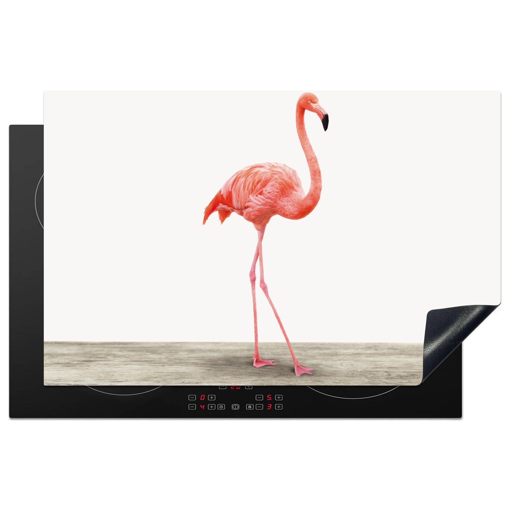 MuchoWow Herdblende-/Abdeckplatte Flamingo - Rosa - Vogel - Mädchen - Jungen - Kind, Vinyl, (1 tlg), 81x52 cm, Ceranfeldabdeckung, Arbeitsplatte für küche