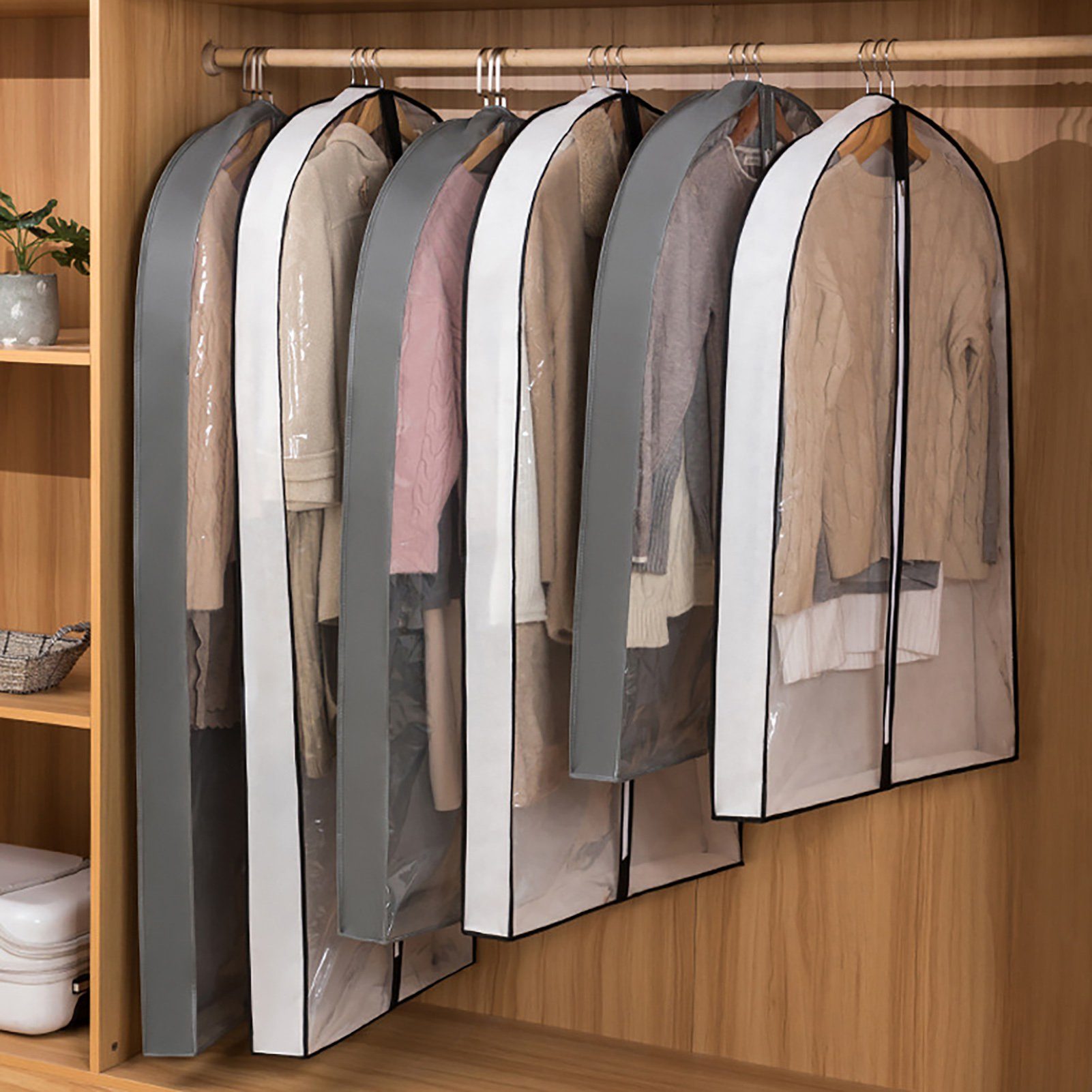 Rutaqian Kleidersack Kleidersäcke Abdeckung für Kleidung Aufbewahrungsanzüge Kleid 60cm x 10cm x 100cm Khaki