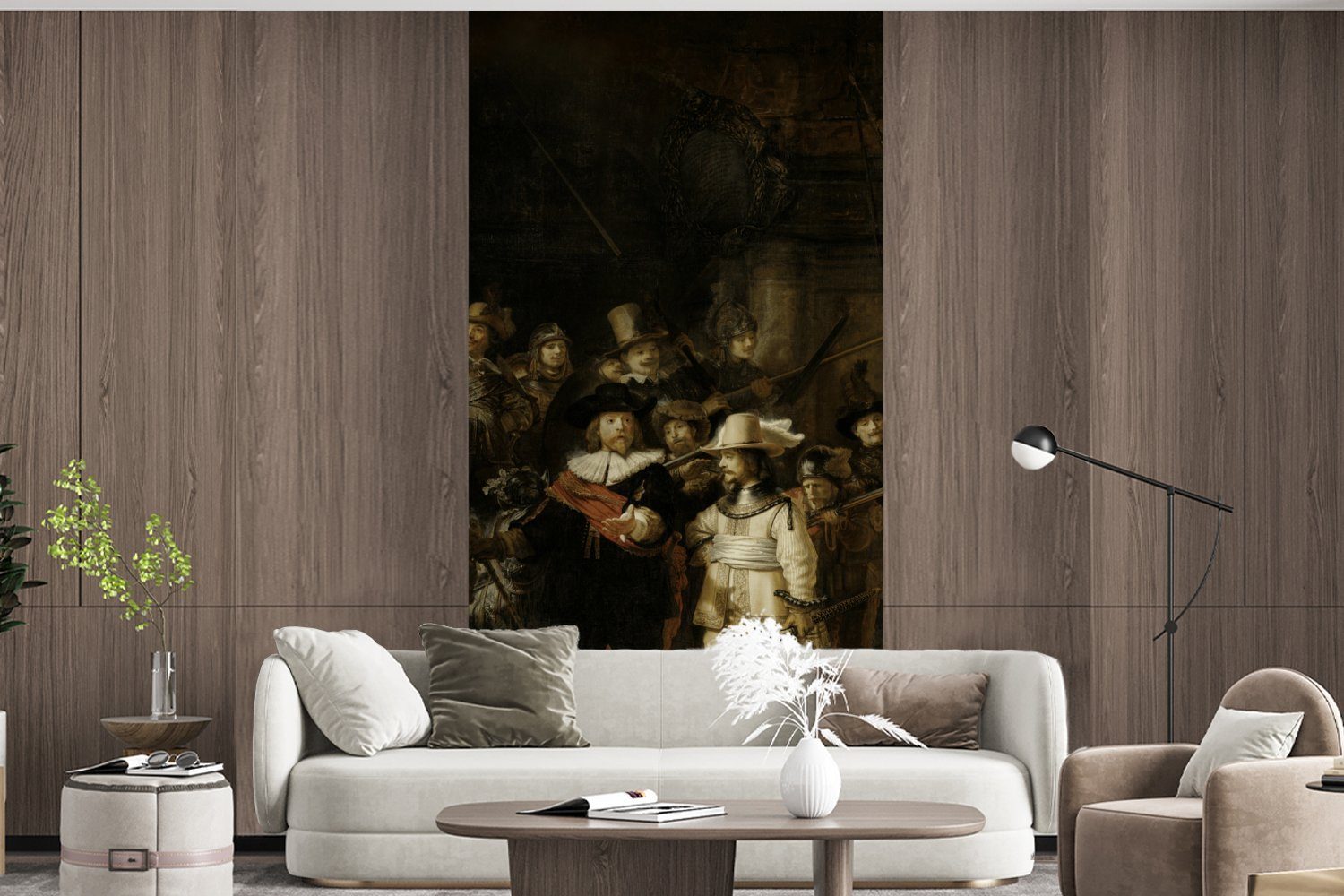 MuchoWow Fototapete Nachtwache - van Rembrandt Schlafzimmer Küche, Vliestapete bedruckt, (2 Rijn - Matt, Wohnzimmer Fototapete Kunst, St), für