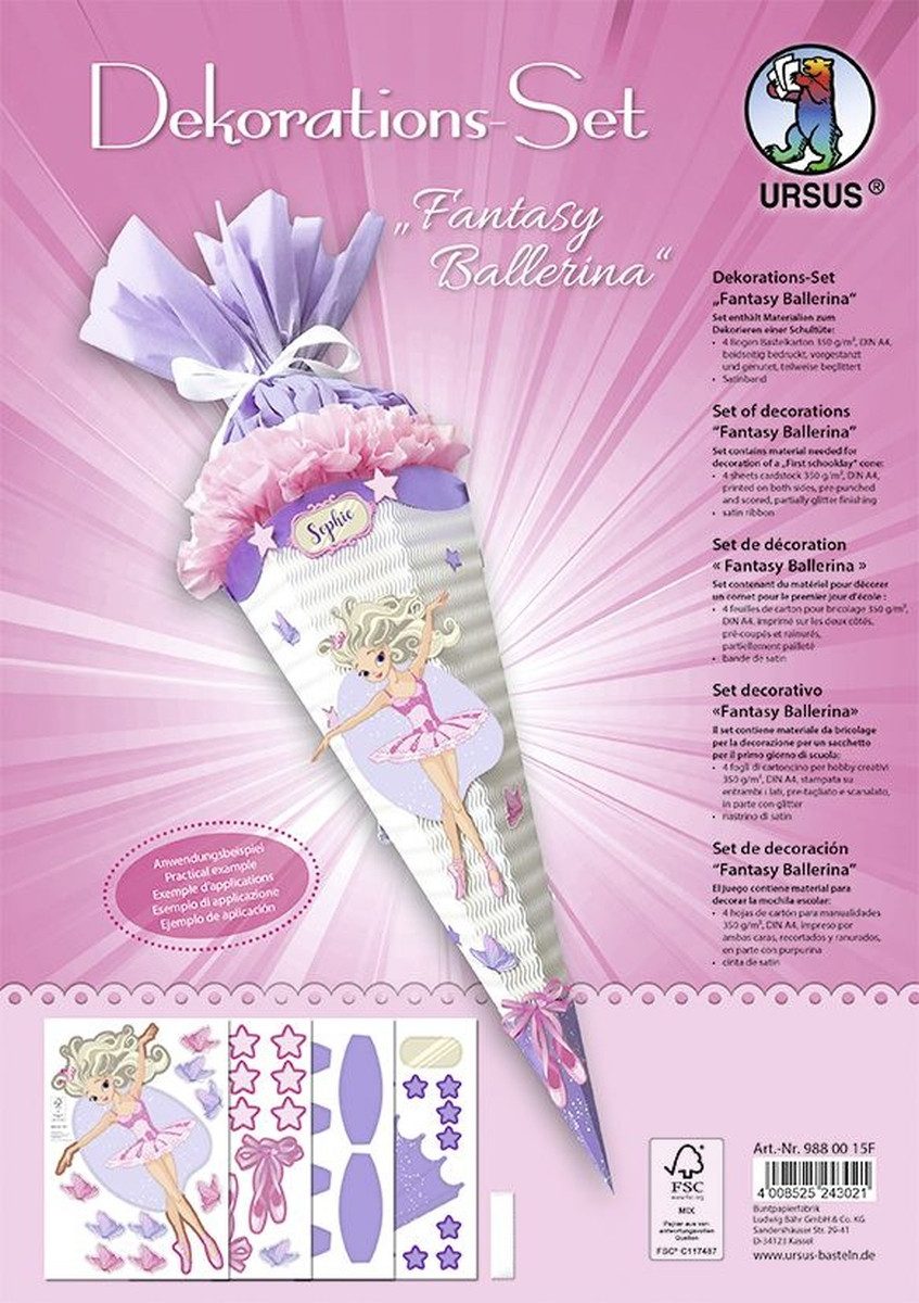 Ursus - Ludwig Bähr Schultüte Deko-Set für Schultüten easy line Fantasy Ballerina