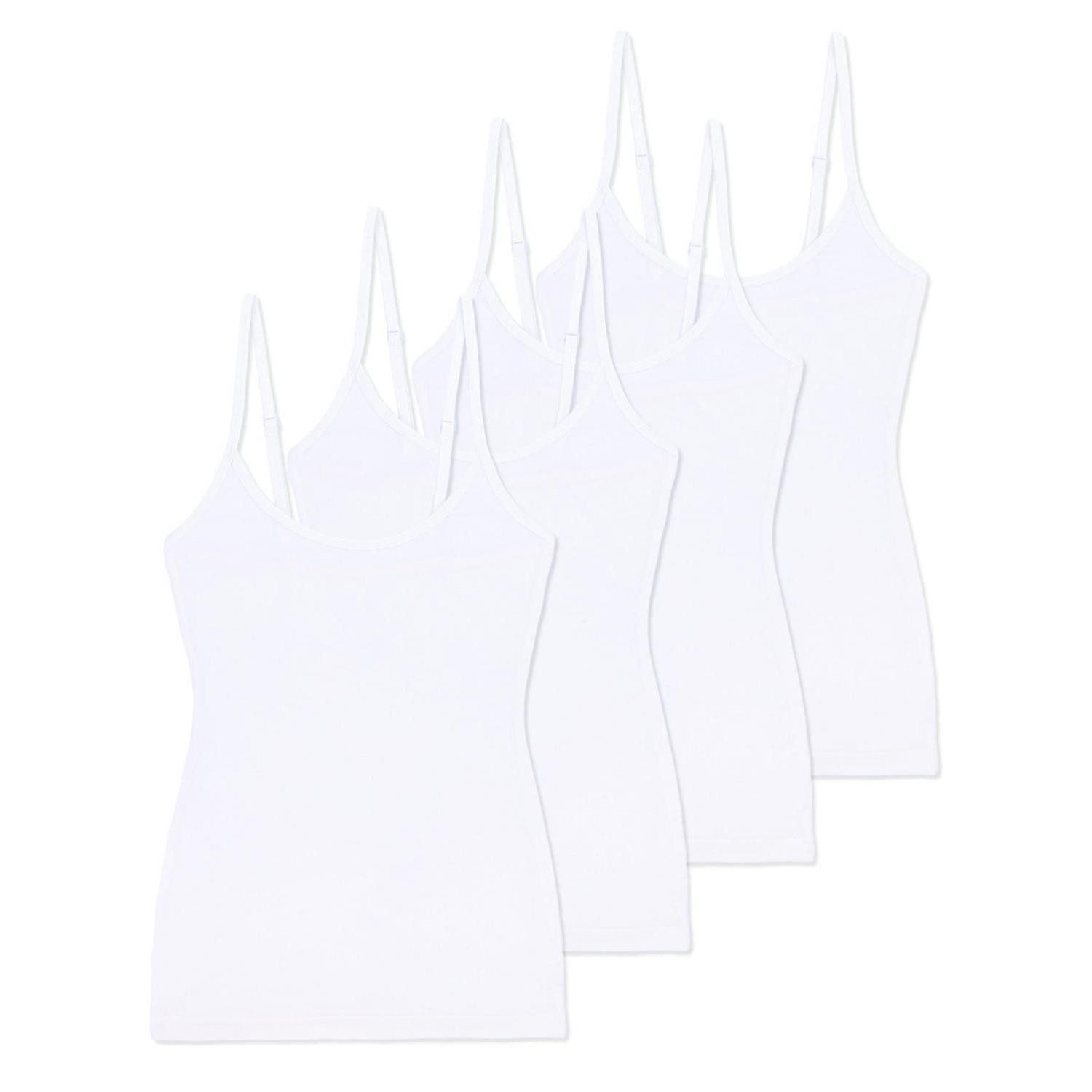 LuxusKollektion Spaghettitop Damen Spaghetti Tops 4er Pack Weiß