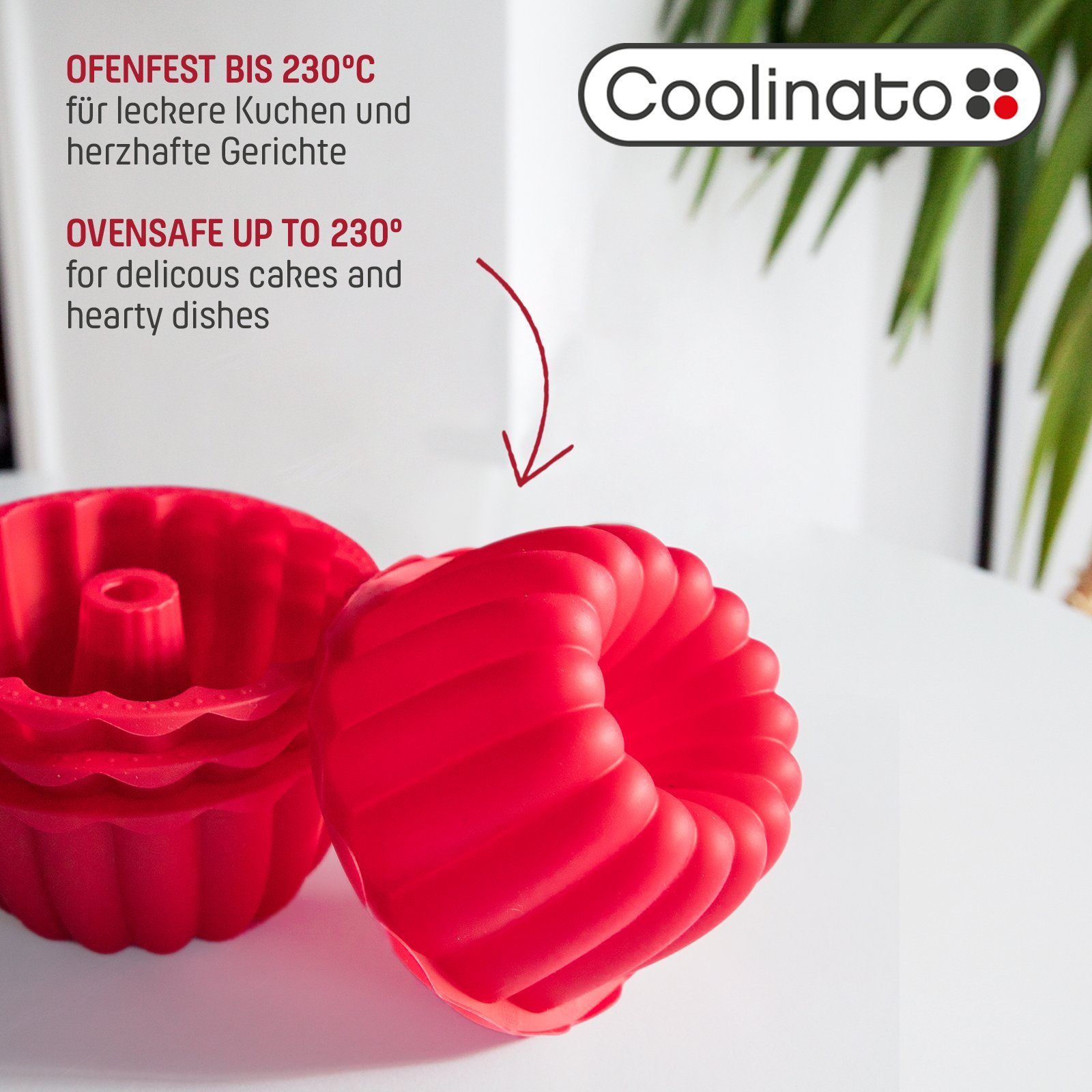 Coolinato Backform Coolinato Silikon Dessert Backformen Set 4tlg. ROT, inkl. Rezepte – Bild 4 von 5