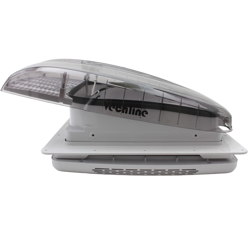 OCS Dachfenster getönte Klarglas Dachhaube 40x40 cm + Ventilator + Innenrahmen mit LED