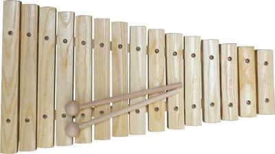 MSA Xylophon Natur Holz Ausführung - 15 Klangstäbe - 2 Schlägel - Klangholz