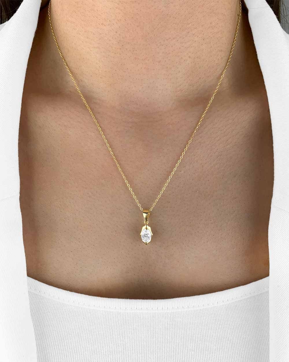 DANIEL CLIFFORD Kette mit Anhänger 'Calissa' Damen Halskette Silber 925 14k vergoldet Anhänger oval (inkl. Verpackung), vergoldete Silberkette mit Tropfen-Anhän – Bild 2 von 5