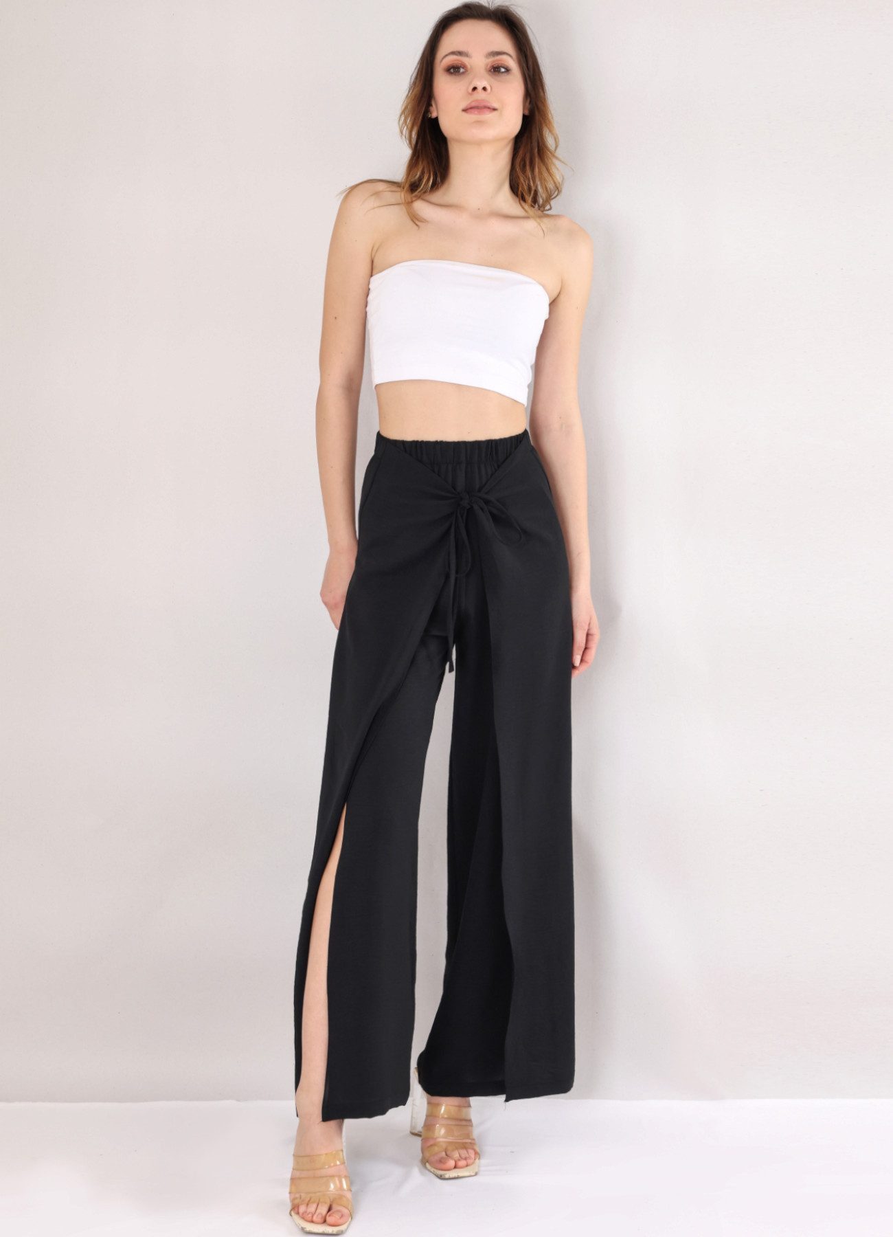 Haremshose Damen Weite High-Waist Hose mit Rock-Optik