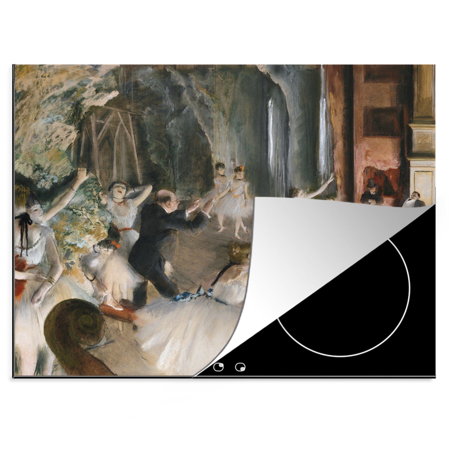 MuchoWow Herdblende-/Abdeckplatte Probe des Balletts auf der Bühne - Gemälde von Edgar Degas, Vinyl, (1 tlg), 70x52 cm, Mobile Arbeitsfläche nutzbar, Ceranfeldabdeckung