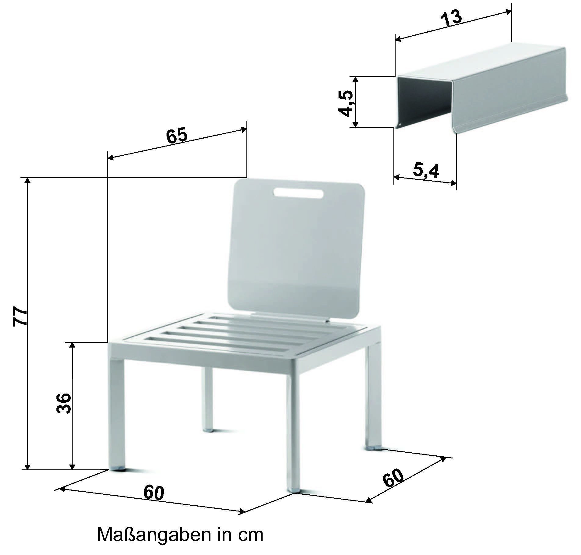 sieger Gartenstuhl Lugo, in eisengrau - 60x77x60 (BxHxT)