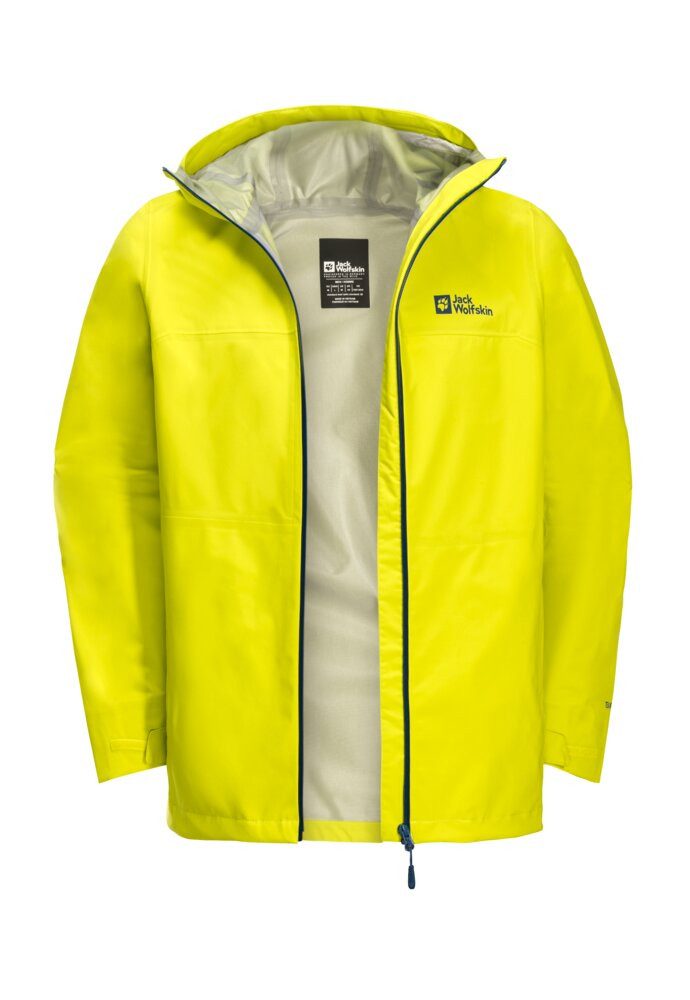 Jack Wolfskin Regenjacke Highest Peak 3-Lagen (wasserdicht, winddicht, atmungsaktiv) lemongelb