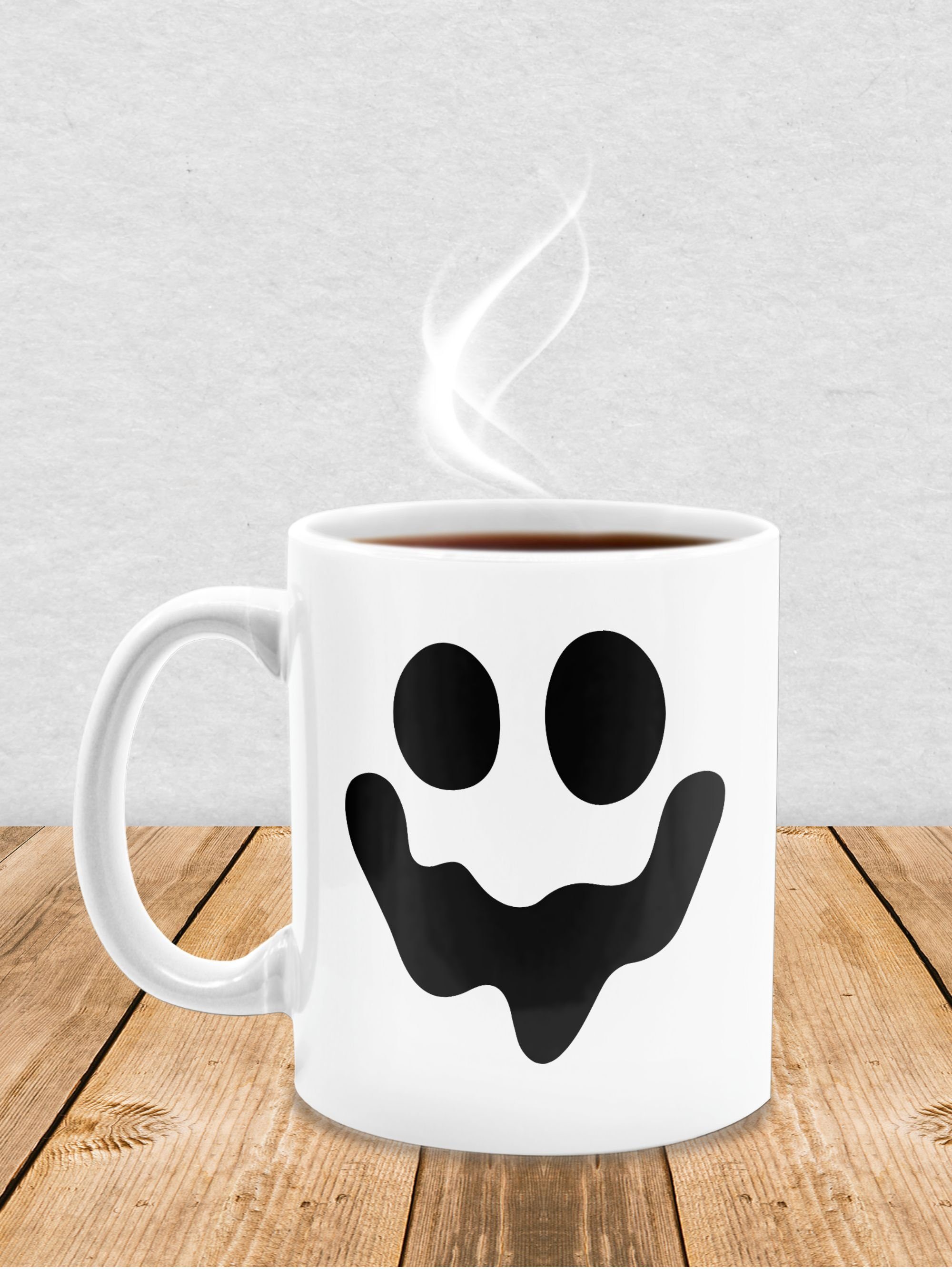 Shirtracer Tasse Geist Gespenst Spuk Weiß Gruselig, Tassen Halloween Einfach 2 Keramik