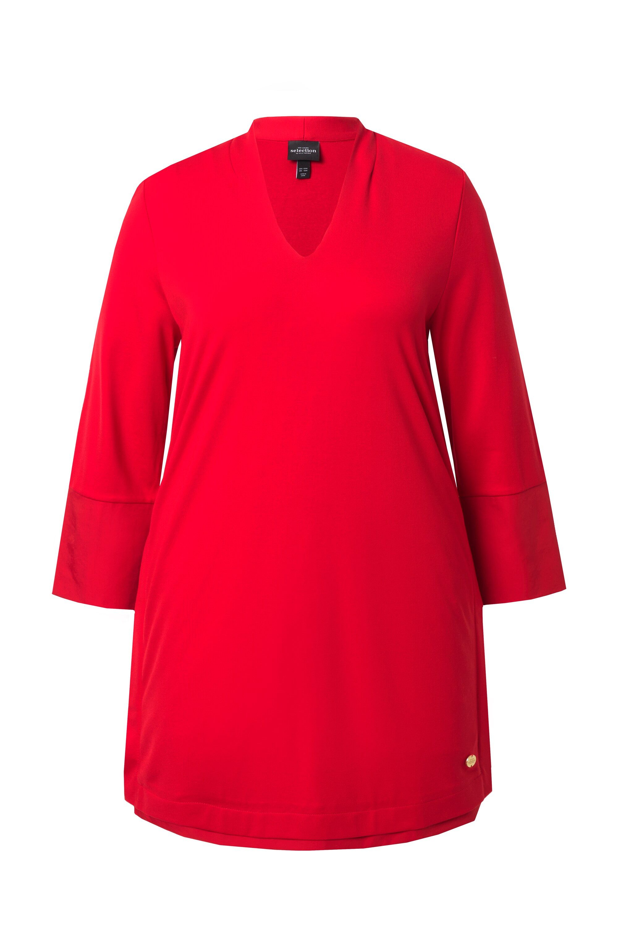 Ulla Popken Longsleeve Longshirt Punto di Roma Kelchkragen 3/4-Arm