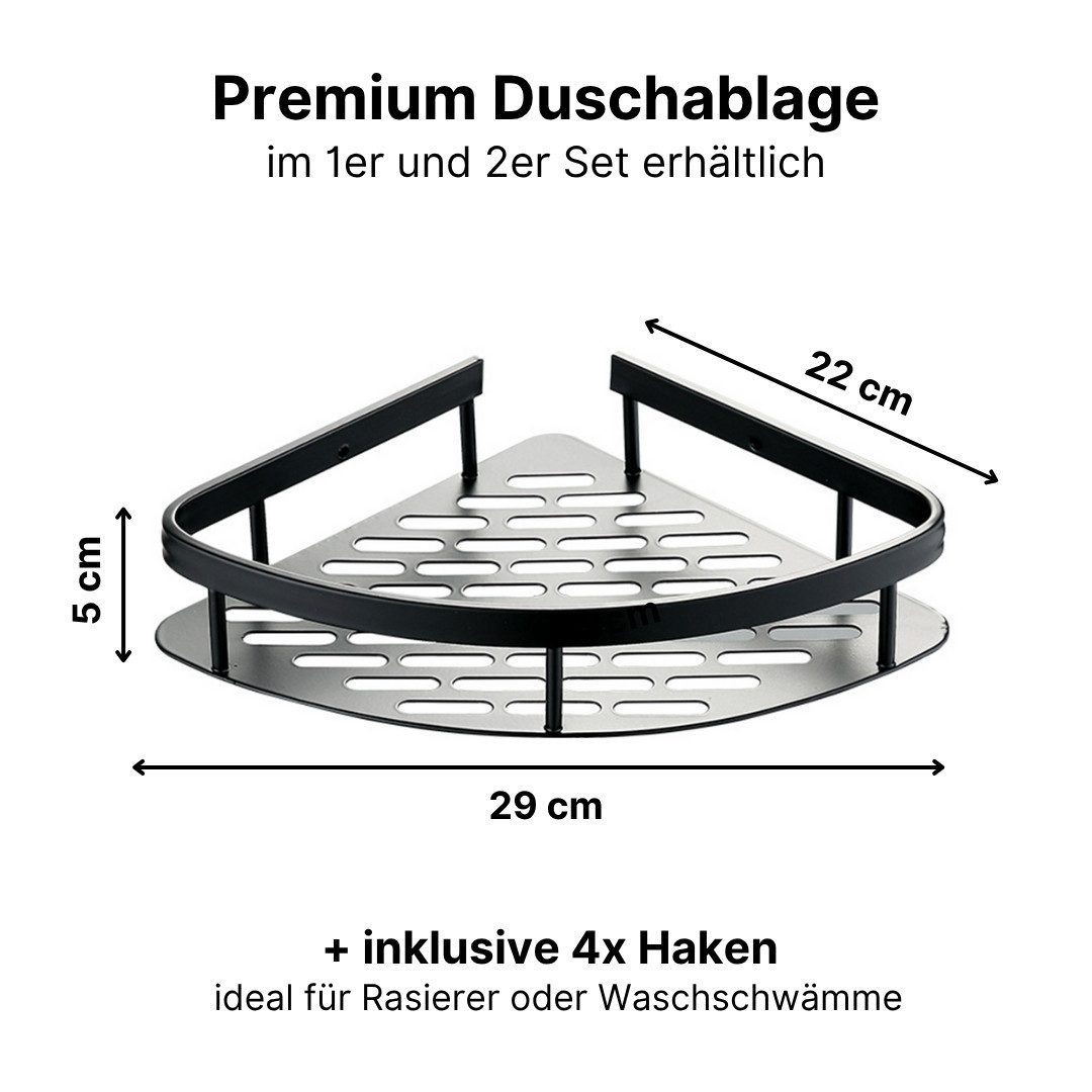 LIVINA HOME Duschablage ohne Bohren, Duschablage zum hängen, Duschkorb Eck in schwarz, 1-tlg., Eck Badregal, Duschregal, Duschzubehör, Badezimmerorganizer, +4 H – Bild 4 von 5