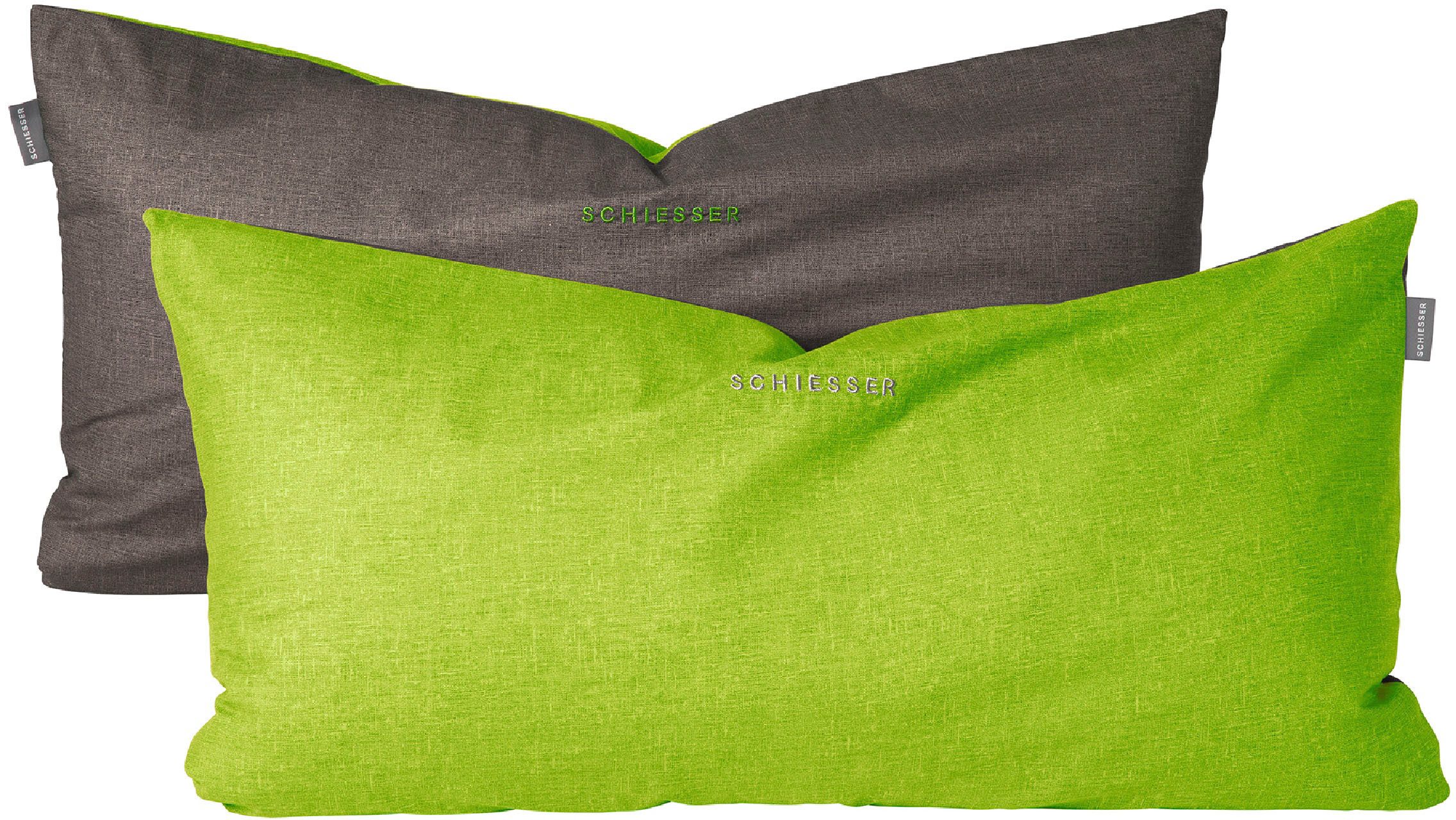 Kissenhüllen Doubleface aus weicher Baumwolle mit edlem Melangeeffekt in Wendeoptik, Schiesser (2 Stück), Made in Green