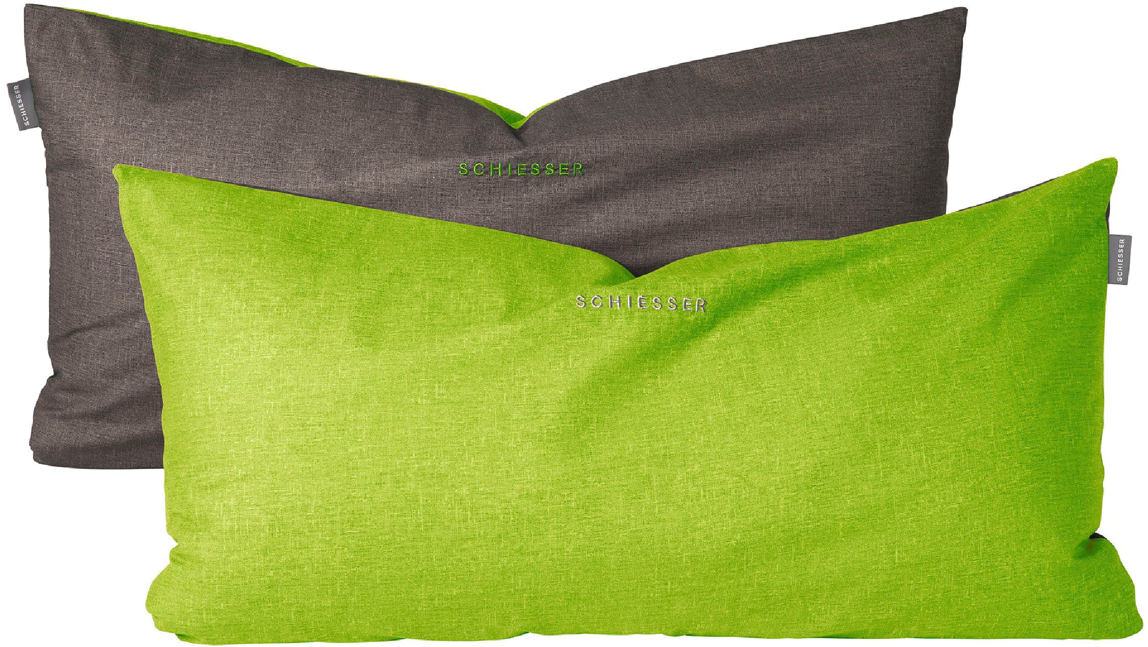 Schiesser Kissenhüllen Doubleface aus weicher Baumwolle mit edlem Melangeeffekt in Wendeoptik, (2 Stück), Made in Green