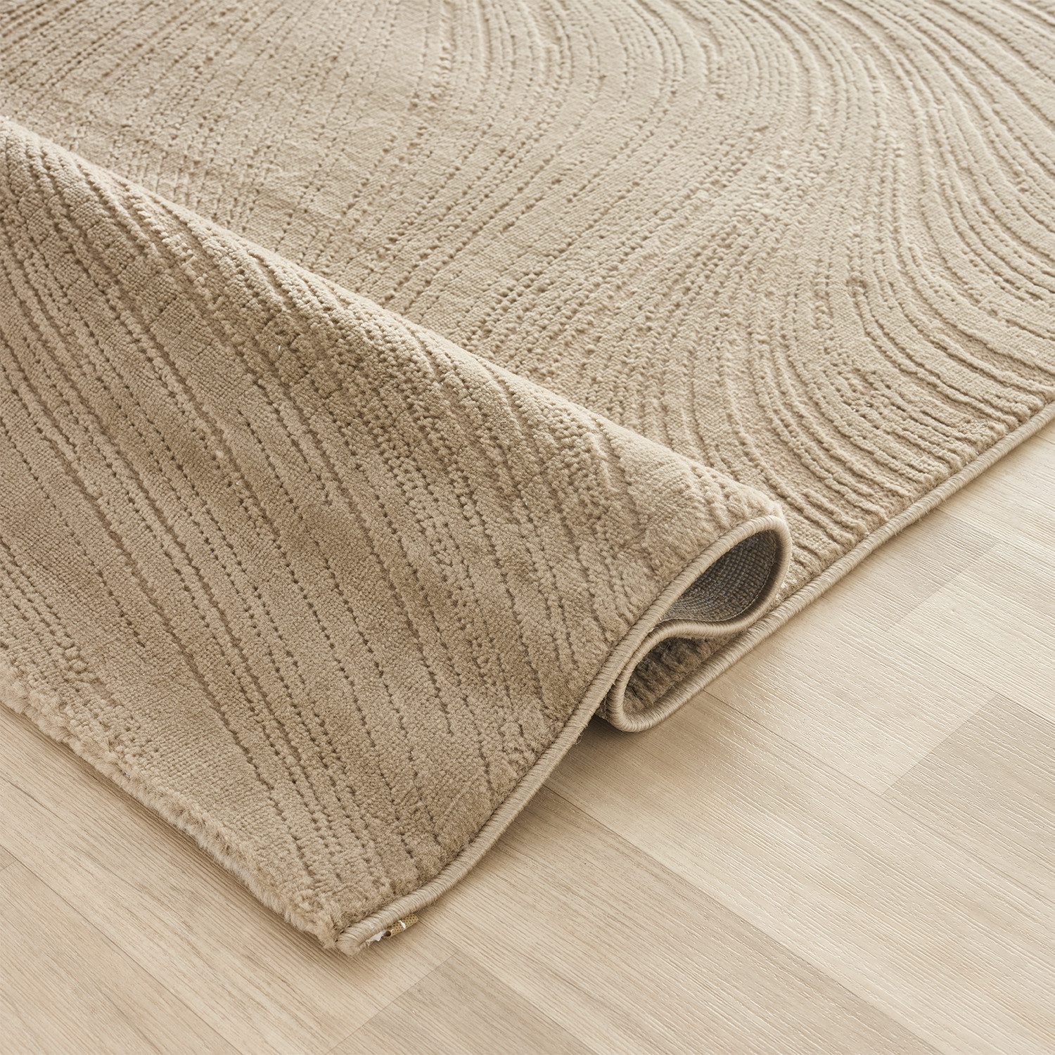 Vimoda Teppich Boho Design Unifarbe Hoch-Tief-Effekt, Rechteckig, Höhe: 6 mm, Teppich 3D Hoch-Tief-Effekt Modern für Esszimmer, Flur & Schlafzimmer