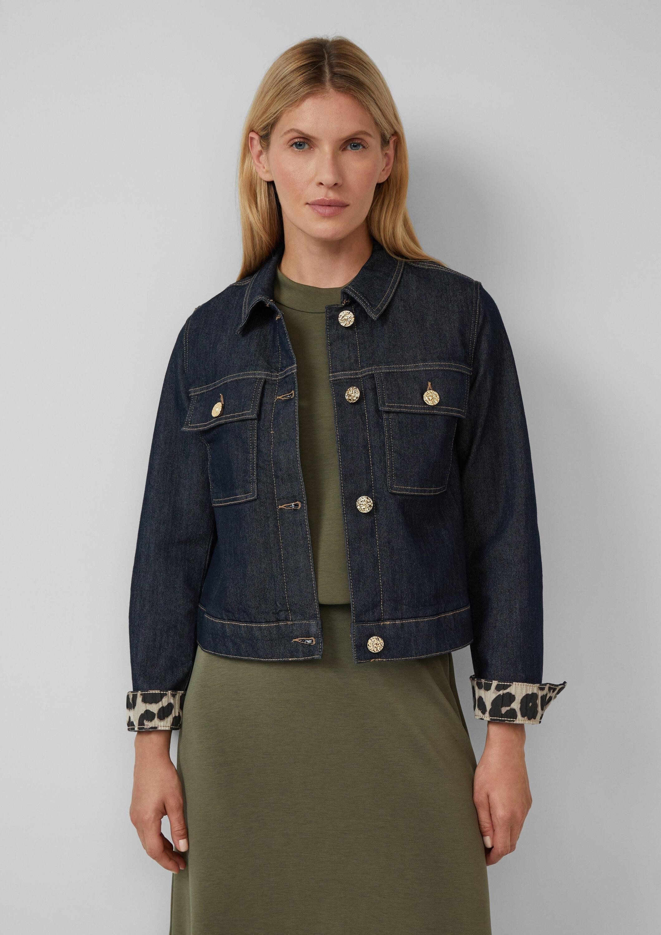 s.Oliver Funktionsjacke Indoor-Jacke Jeansjacke mit Leo-Futter (1-St)
