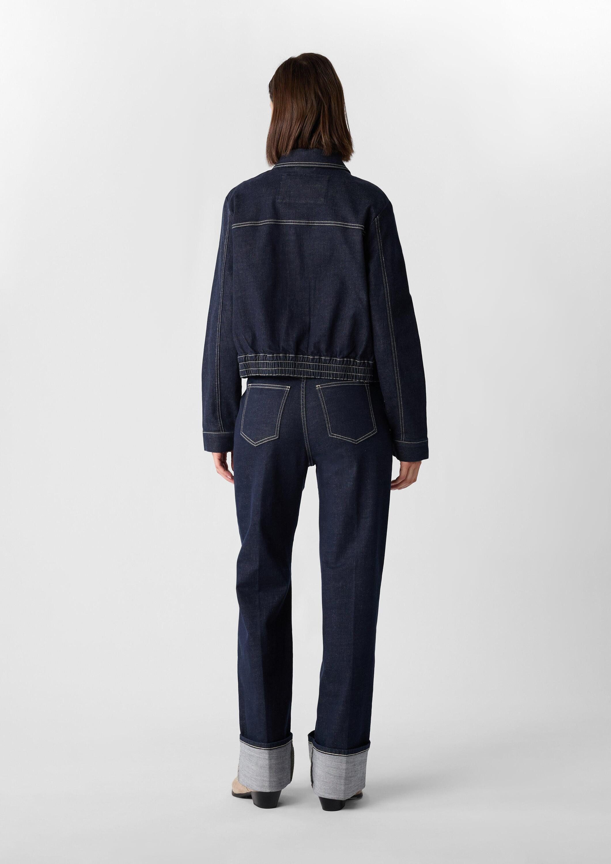 comma Funktionsjacke Indoor-Jacke Verkürzte Denim-Jacke mit elastischem Rückensaum