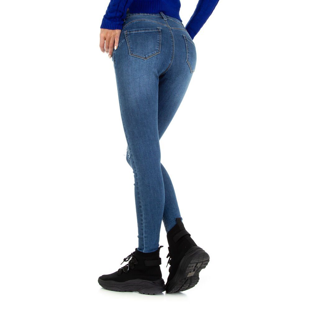 Stretch Jeans Freizeit Ital-Design in Damen Skinny-fit-Jeans Blau Skinny