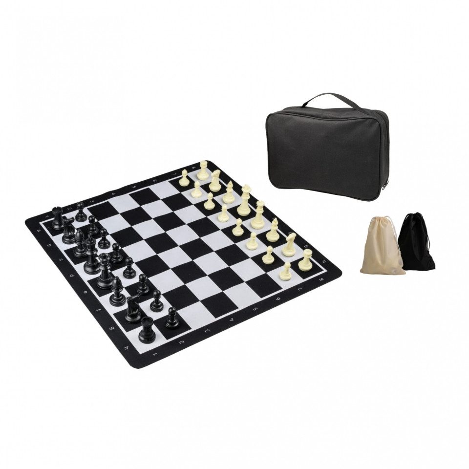 Philos Spiel, Schachset - rollbar - Feld 55 mm - mit Kunstofffiguren und Tragetasche