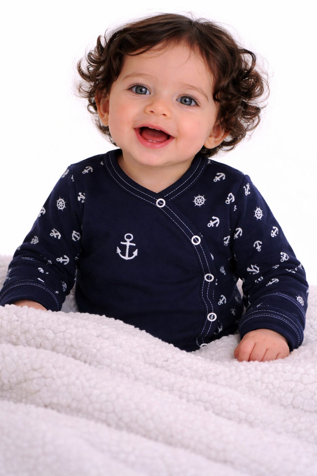 La Bortini Wickelbody Baby Body mit Kratzschutz Langarmbody mit Anker aus reiner Baumwolle, 44 50 56 62 68 74 80 86 92 98 104 110