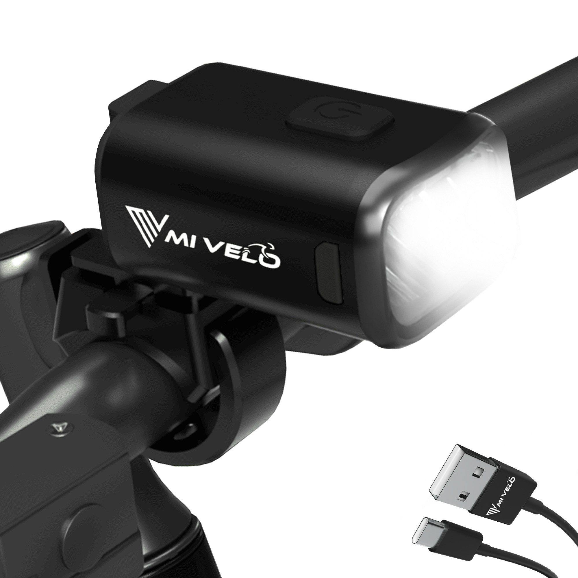 MIVELO Fahrradbeleuchtung SPARK Fahrradlicht Set Akku USB aufladbar StVZO zugelassen wasserdicht, 50 Lux
