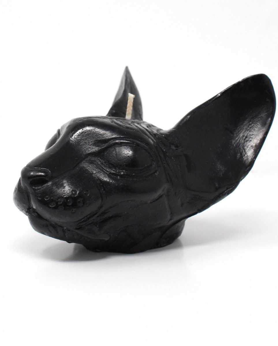 Horror-Shop Dekofigur Schwarzer Sphynx Katzenkopf als Gothic Duftkerze 8