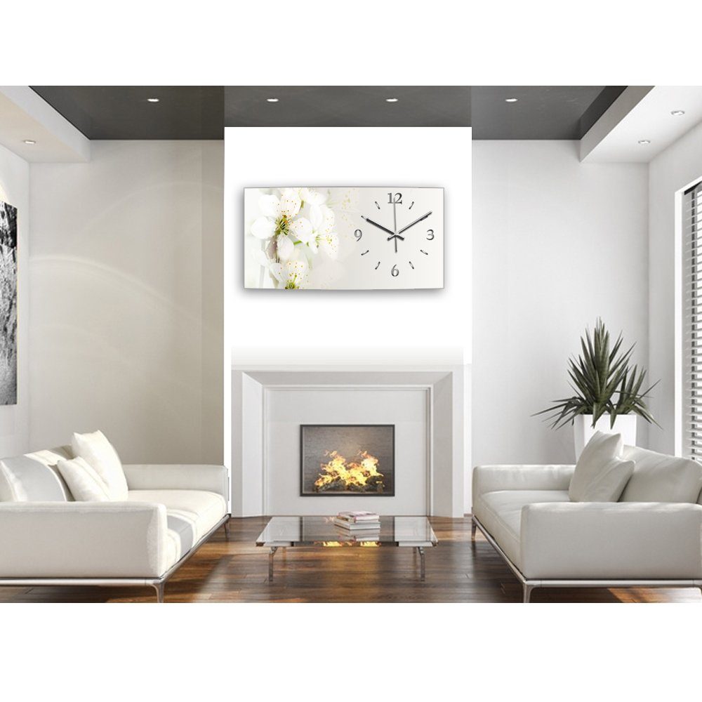 Kreative Feder Funkwanduhr 3D Design-Wanduhr "Weiße Blüte" aus gebürstetem günstig online kaufen