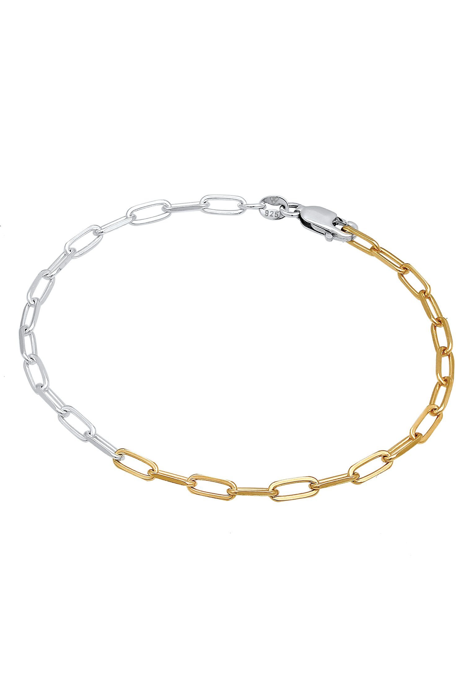 Elli Gliederarmband Glieder Oval Grob Basic Bi-Color Optik 925 Silber günstig online kaufen