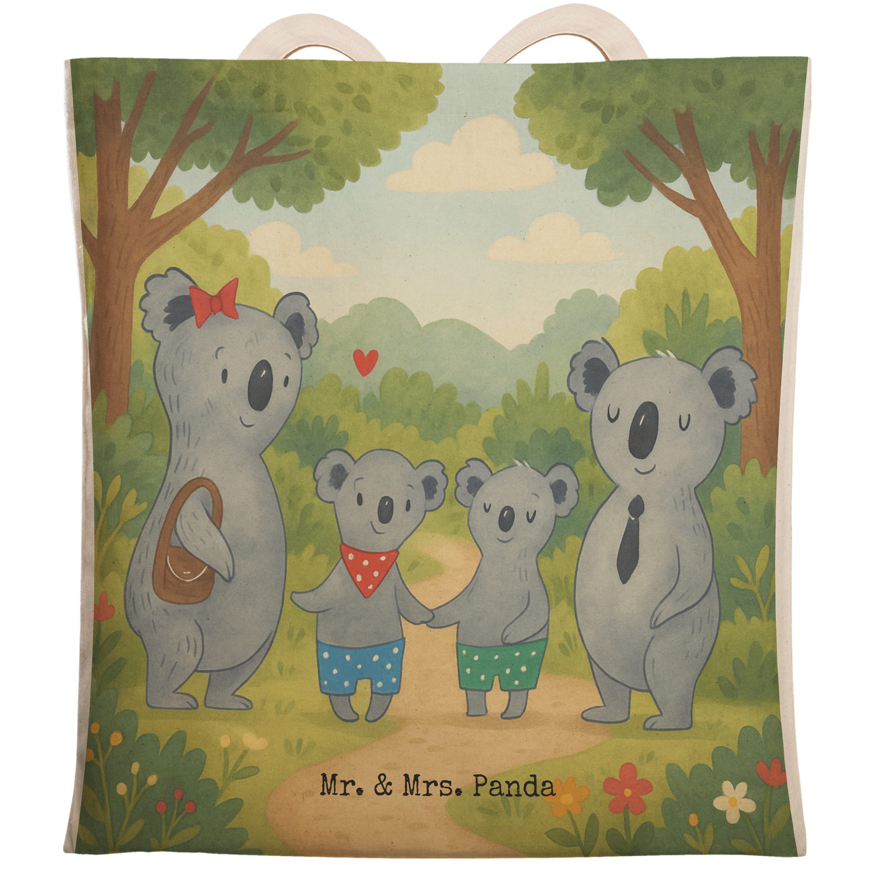 Tragetasche Koala Familie zwei Design, Tote Bag, Weiß, Tasche, Stofftragetasche