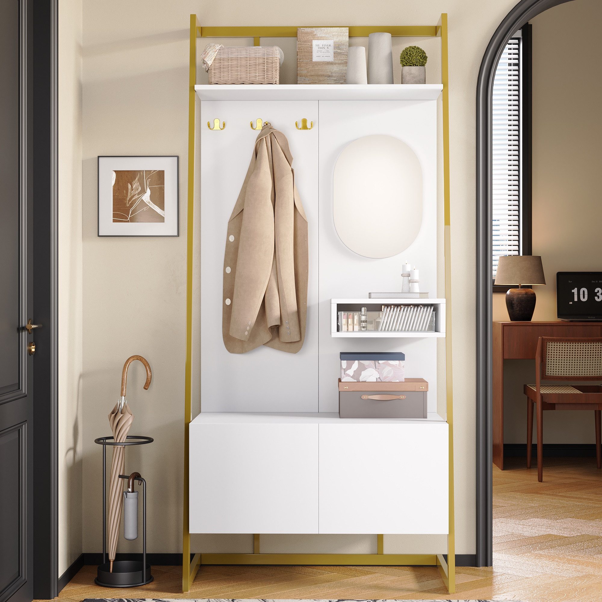 Merax Kompaktgarderobe mit Spiegel, Garderoben-Set aus günstig online kaufen