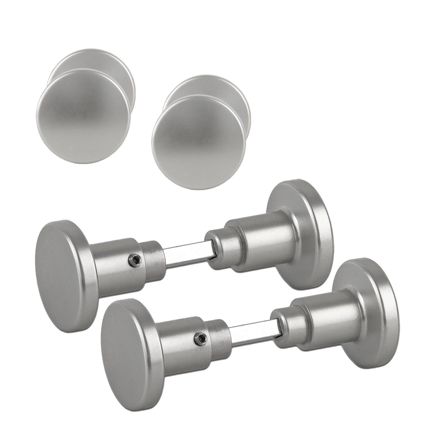 BigDean Türknauf aus Aluminium silber Türbeschlag Drehknopf, Knauf außen, Packung, 4-tlg., Türknauf, Einfacher Türknauf, Katzensicher, Eloxiertes Alumium – Bild 2 von 5