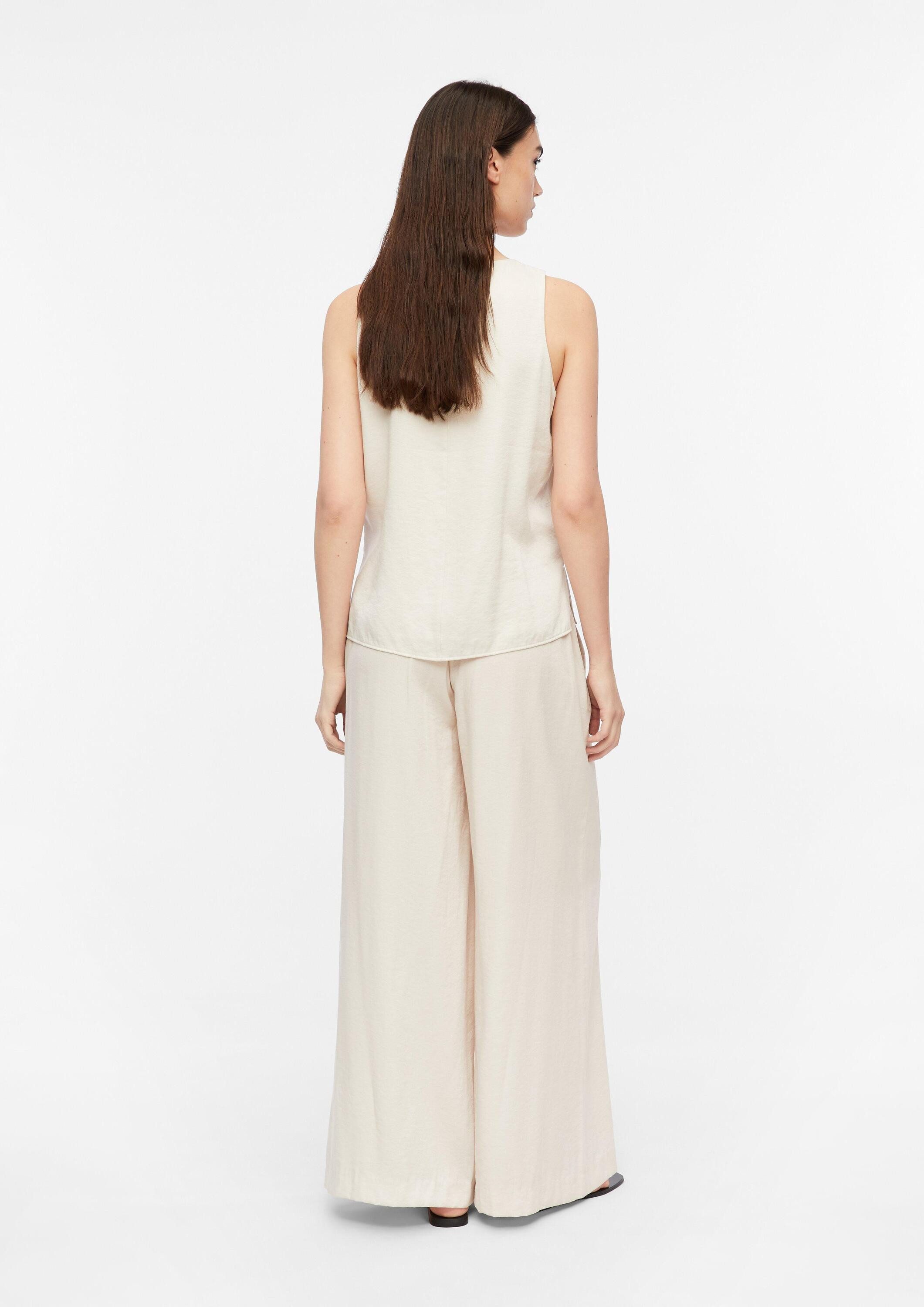 comma Chinos Hose Strukturierte Wide-Leg-Hose aus Viskosemix