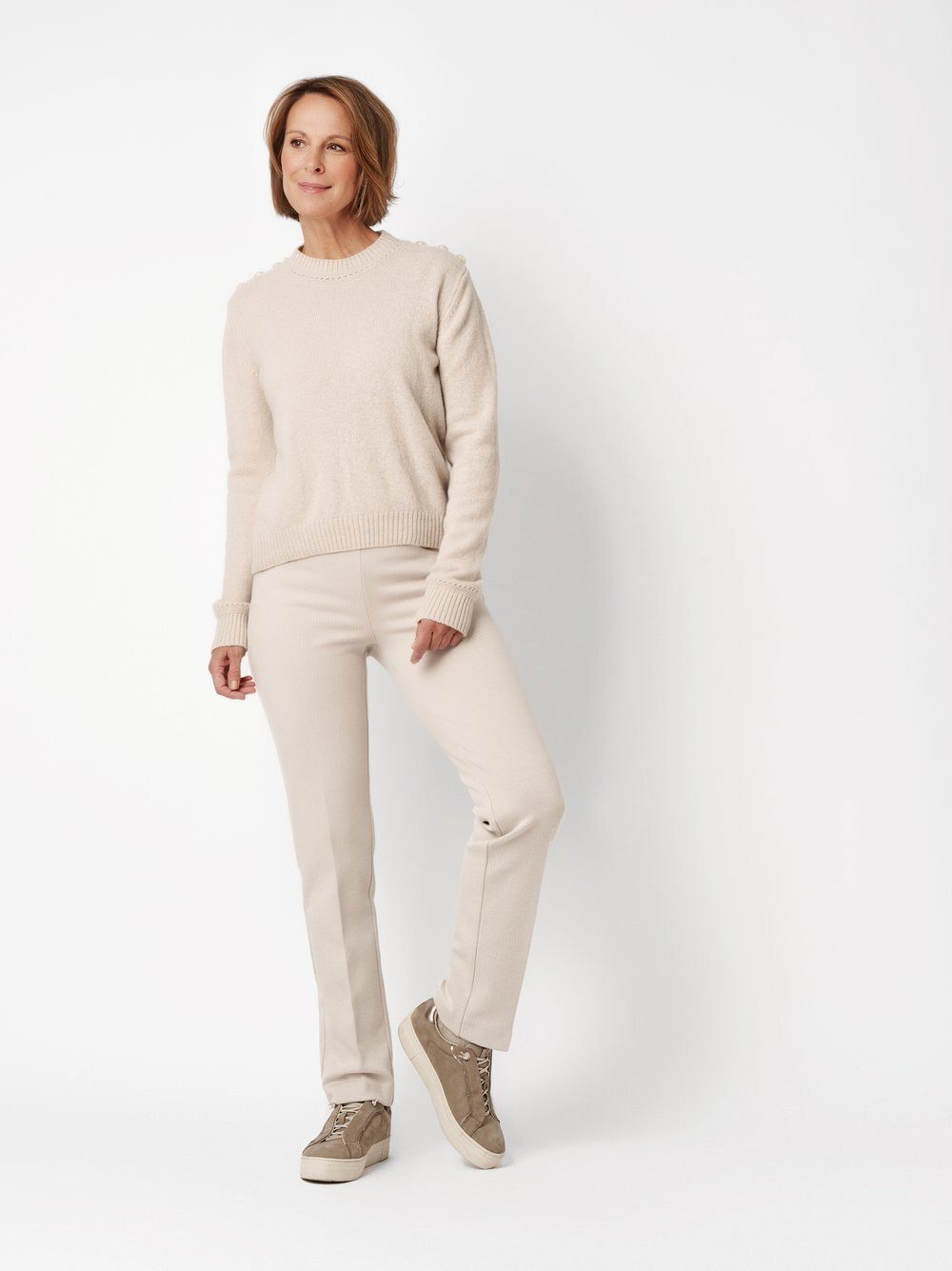 Relaxed by TONI Stretch-Hose Scarlet mit dezentem Fischgrät-Muster