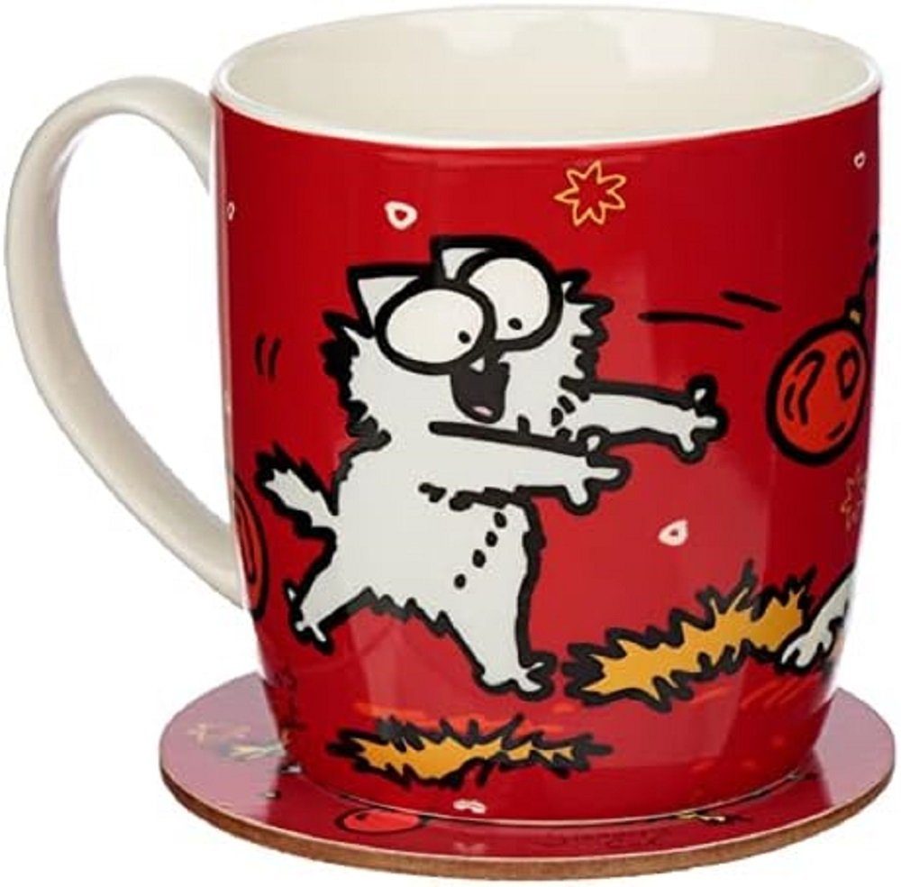 Puckator Becher Porzellan Katze Tasse Weihnachten Simon's Cat Set