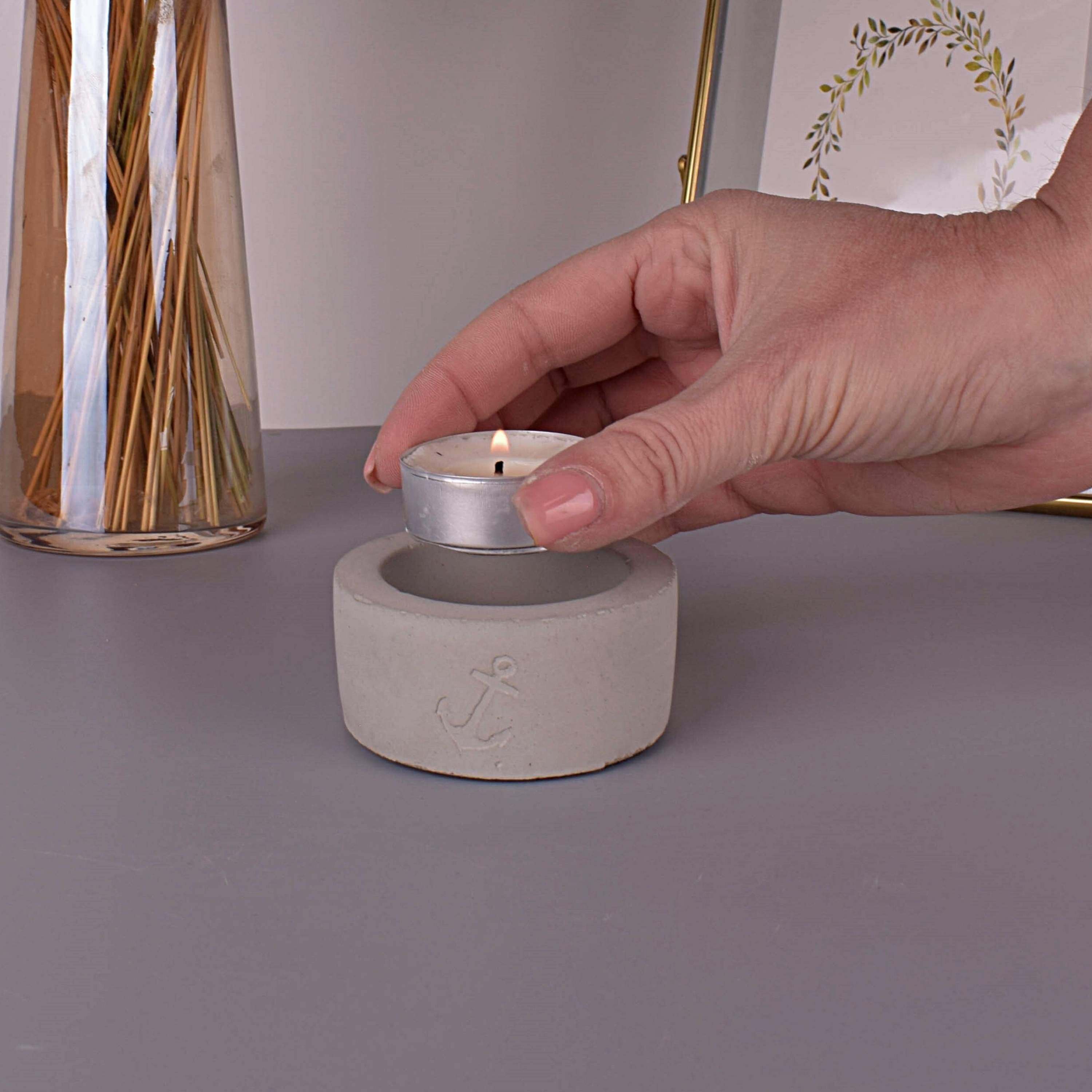 "Anker" TIVENDIS Beton-Design grau Teelichthalter Teelichthalter (Packung)